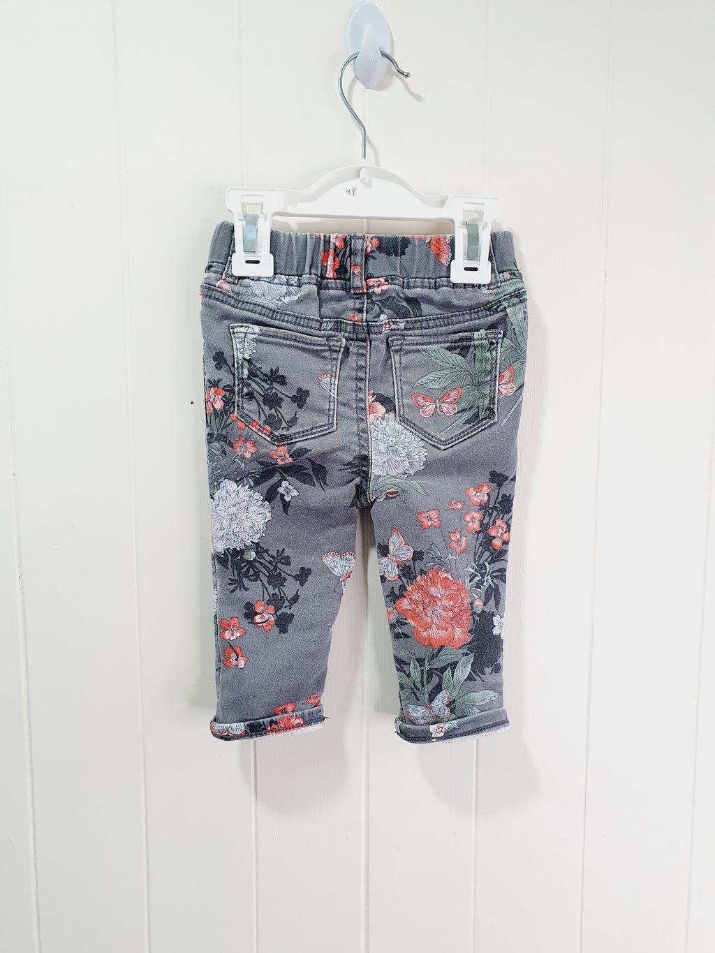 BabyGap floral grey jeggings 12-18 months