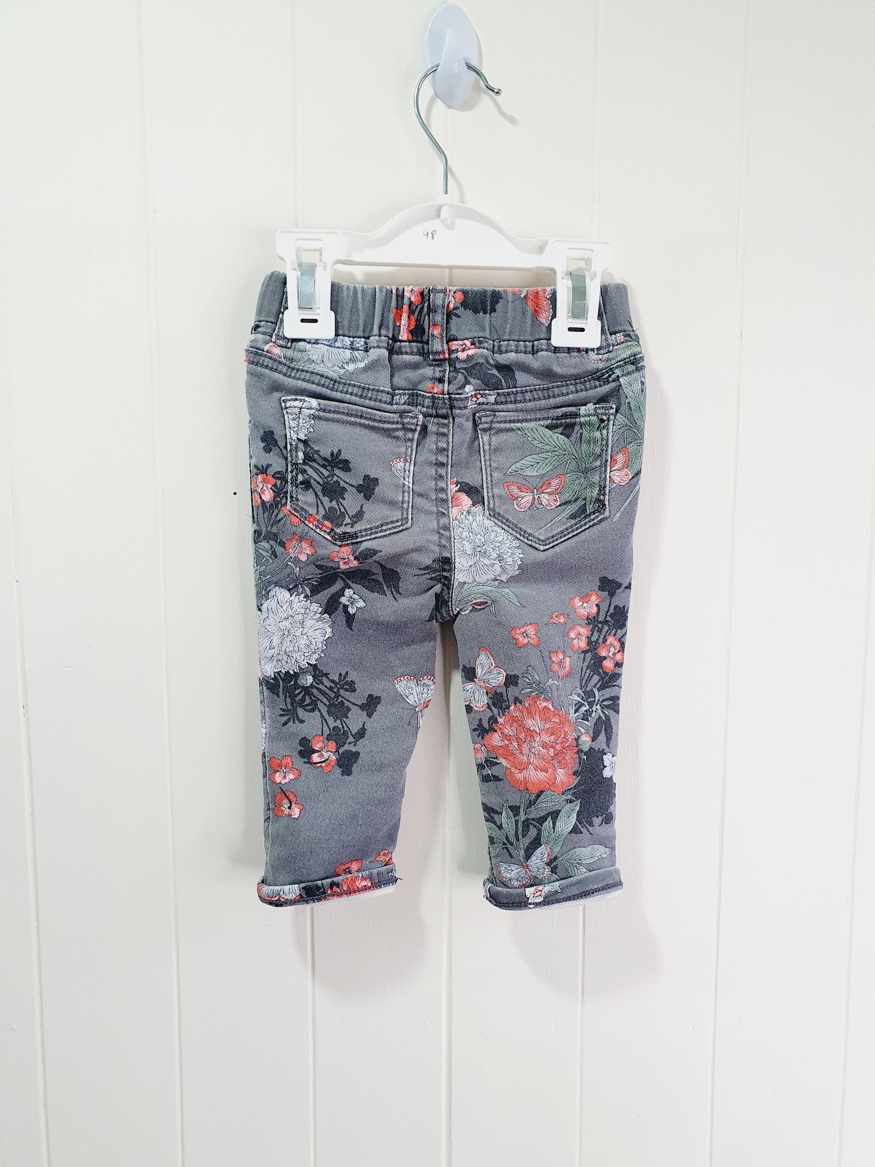BabyGap floral grey jeggings 12-18 months
