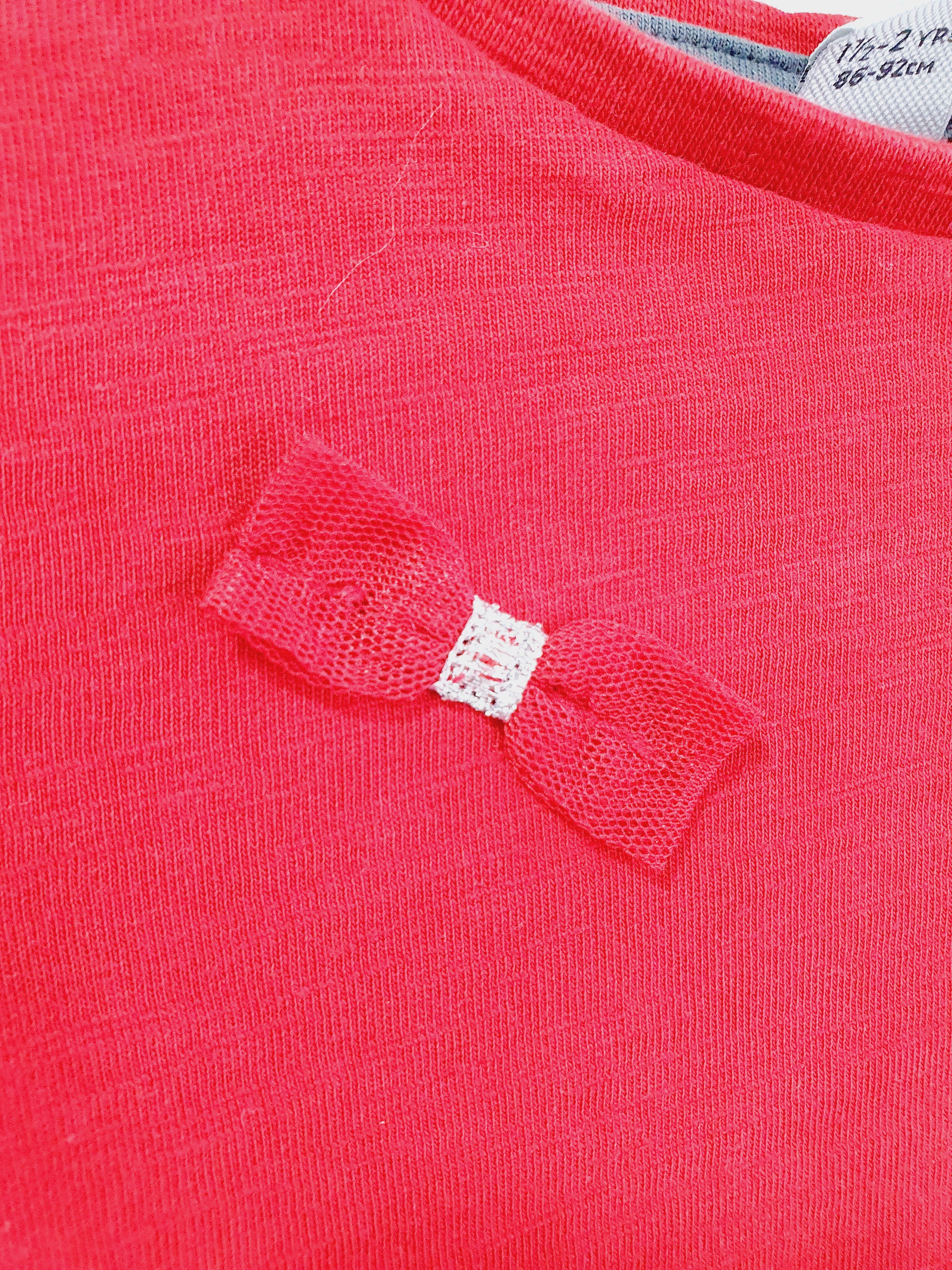 TU red with bows long sleeve top 1.1/2-2 years