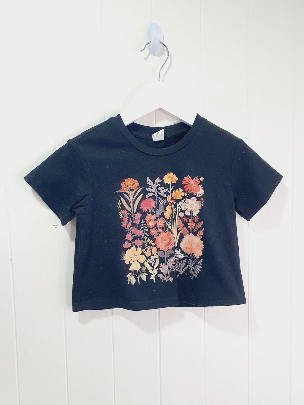 Shein black floral T-shirt 12-18 months
