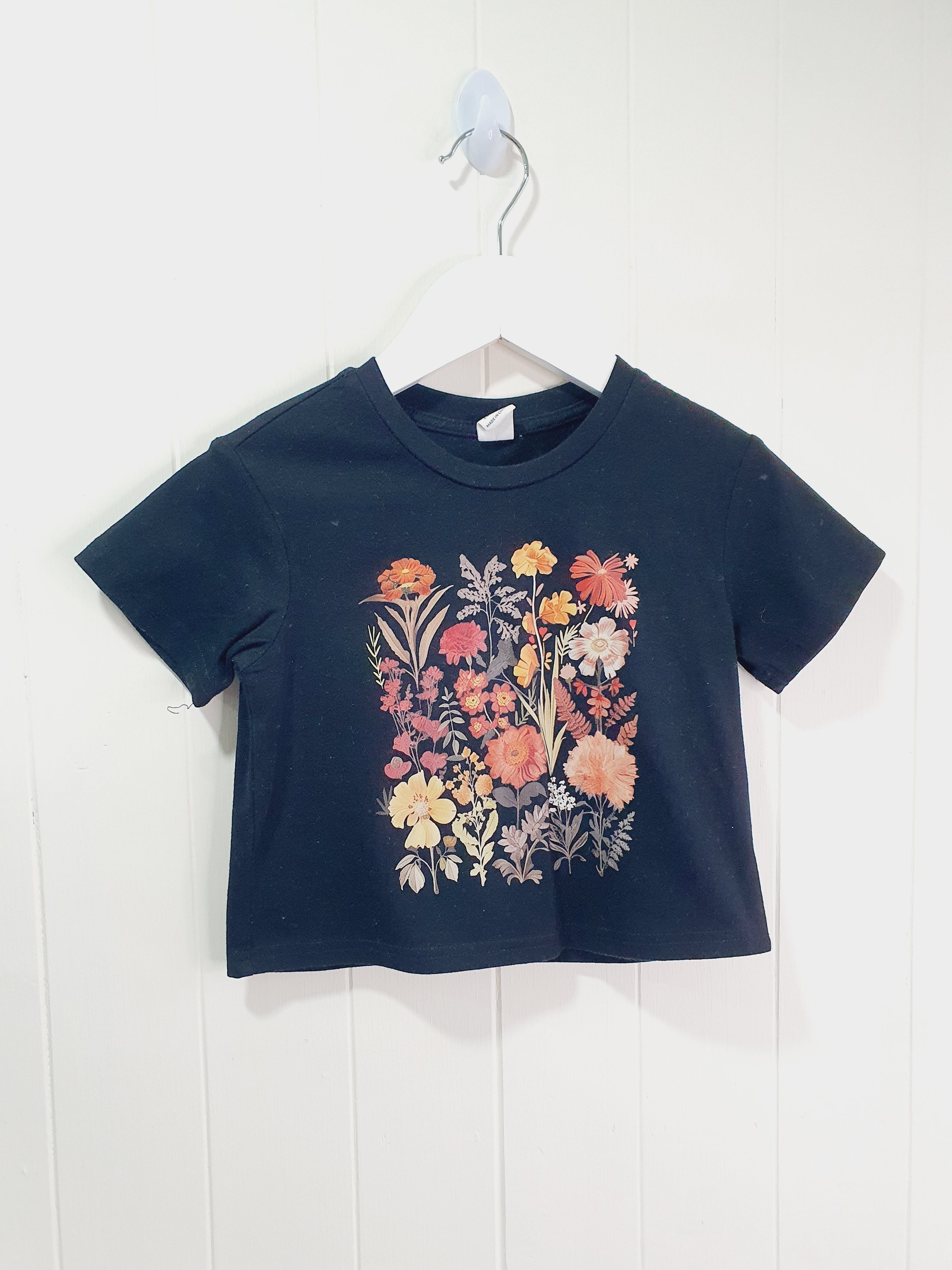 Shein black floral T-shirt 12-18 months