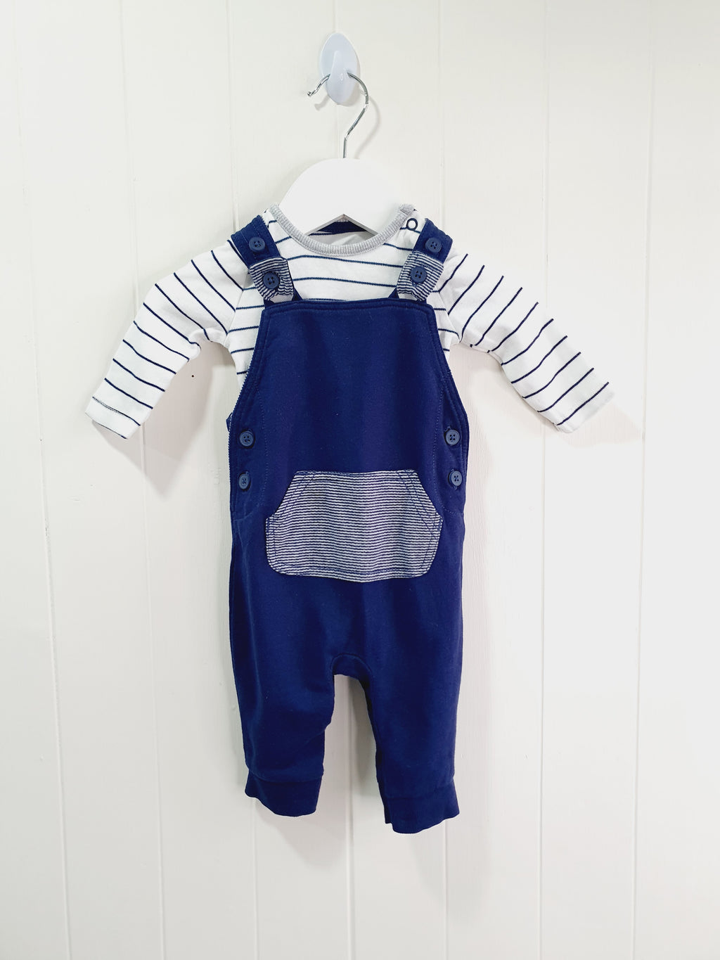 George navy dungarees and bodysuit set 0-3 months