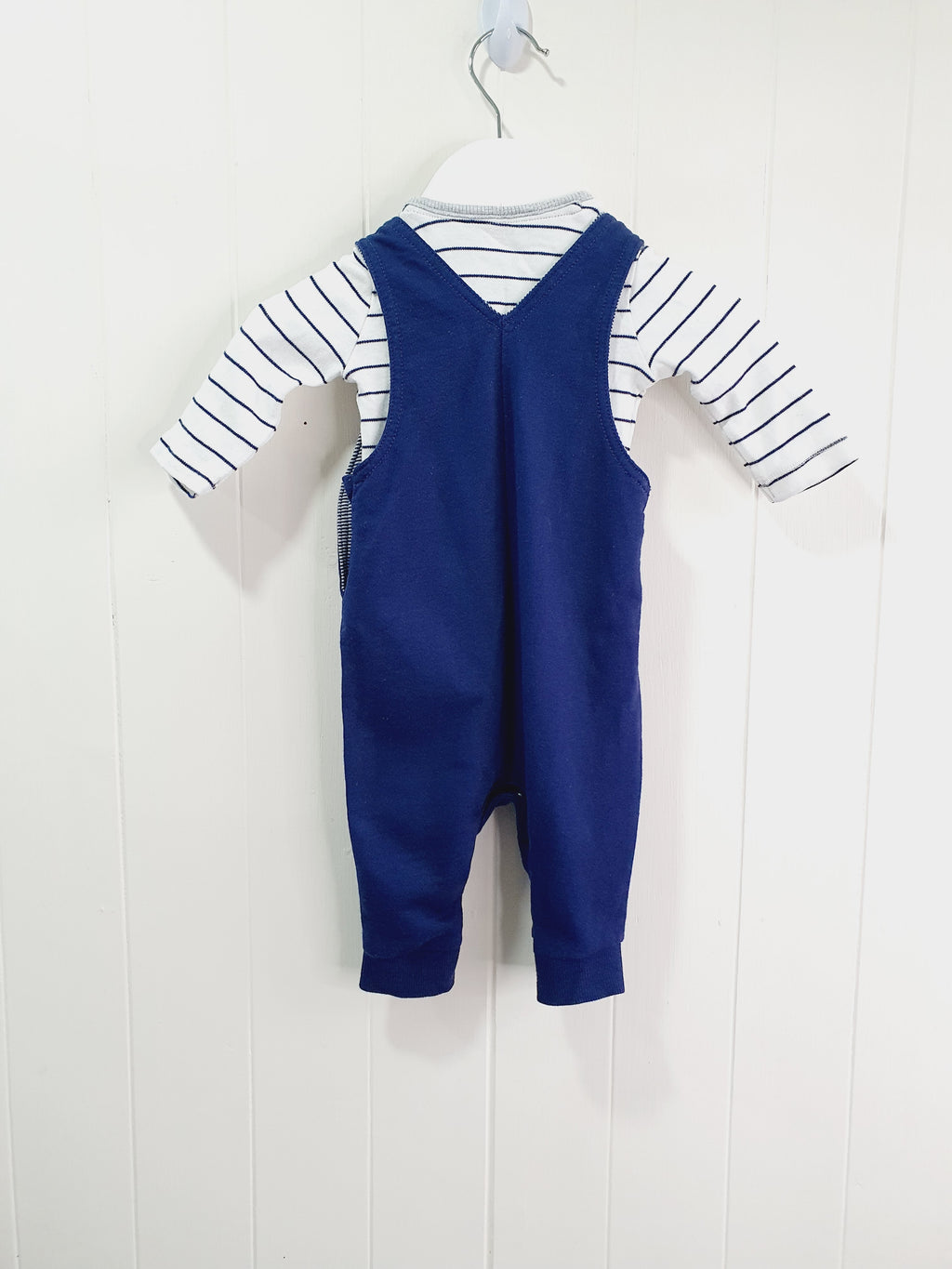 George navy dungarees and bodysuit set 0-3 months