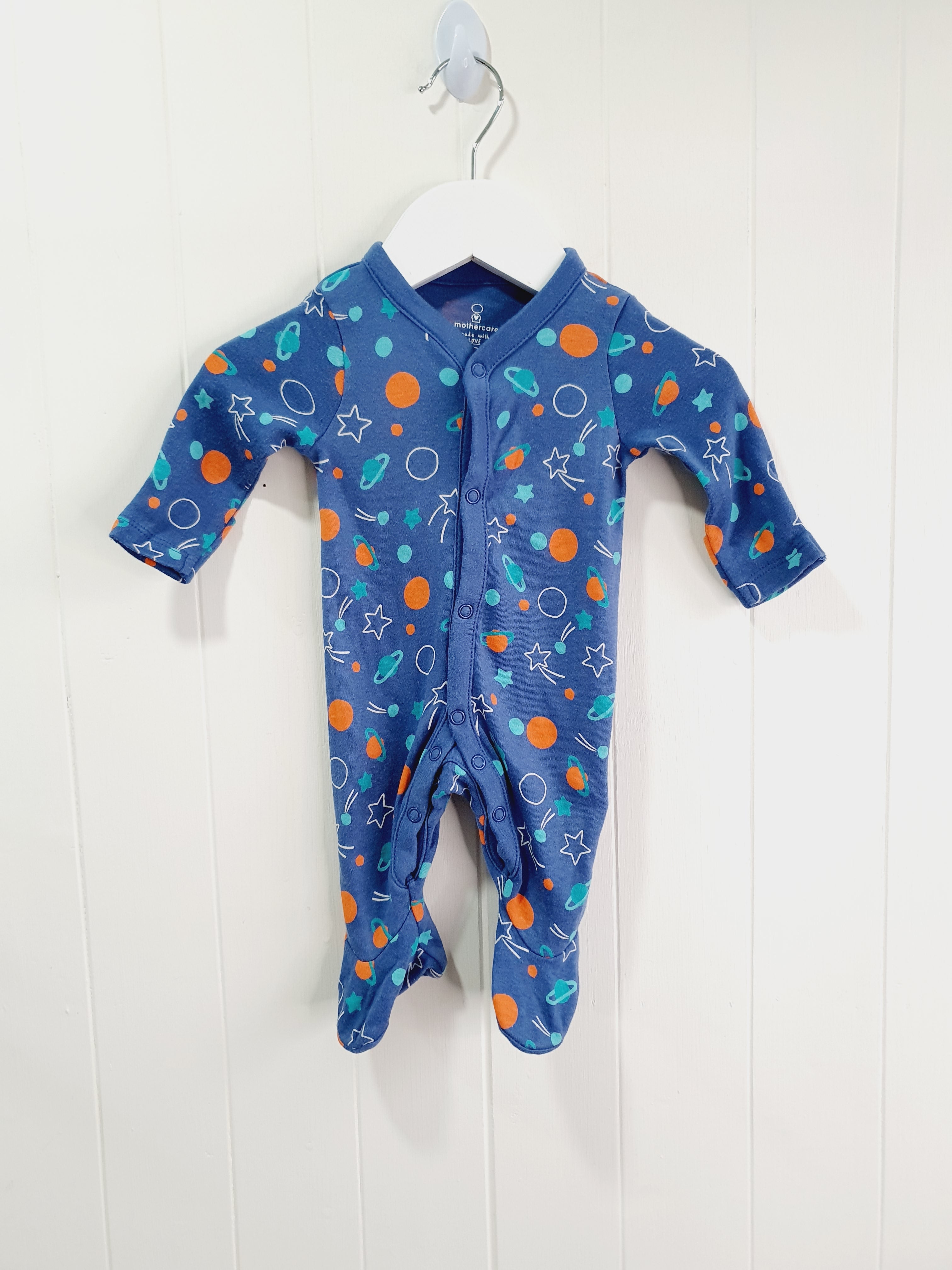 Mothercare space/planets print sleepsuit New baby