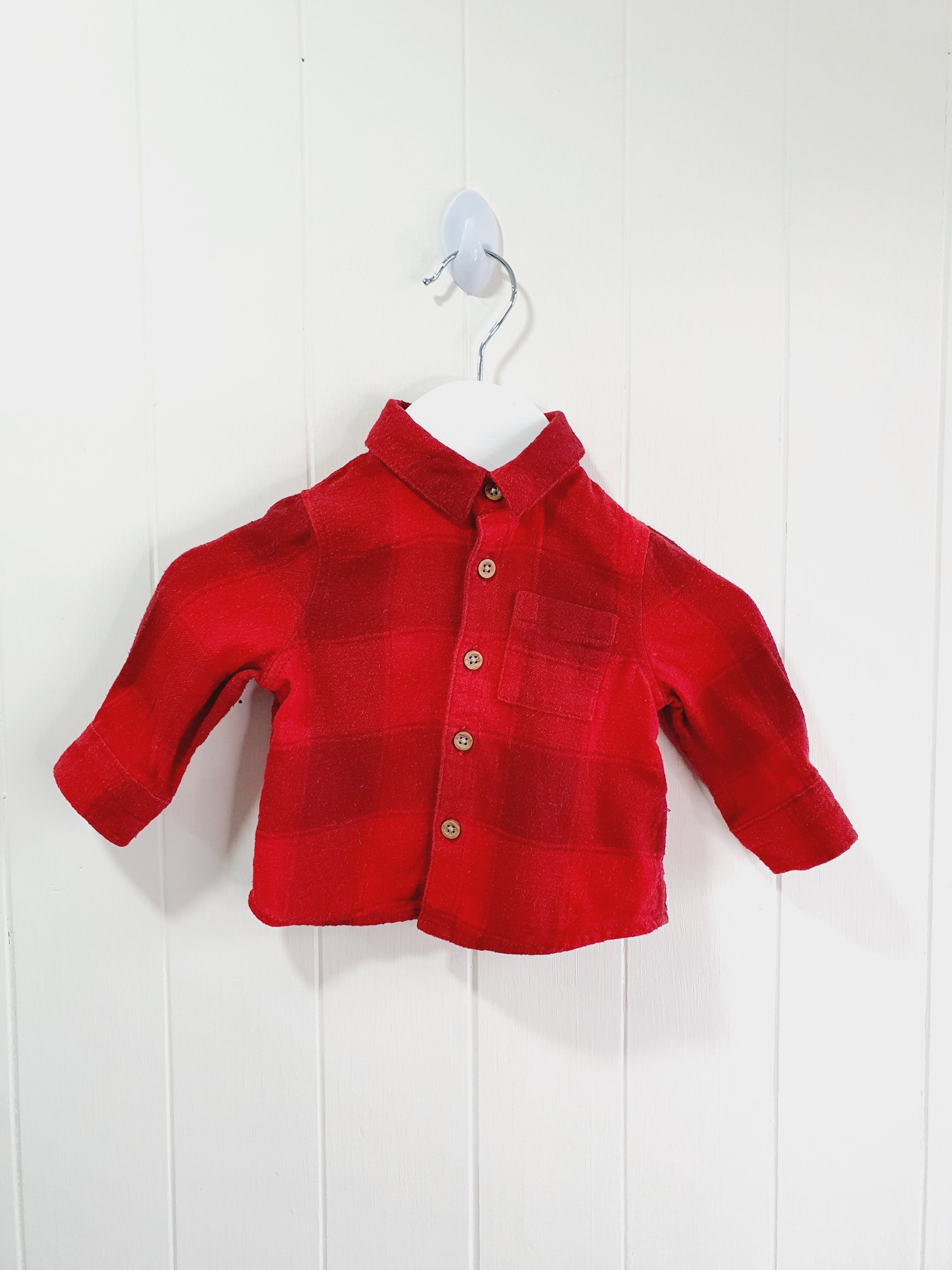 Primark red checkered shirt 0-3 months