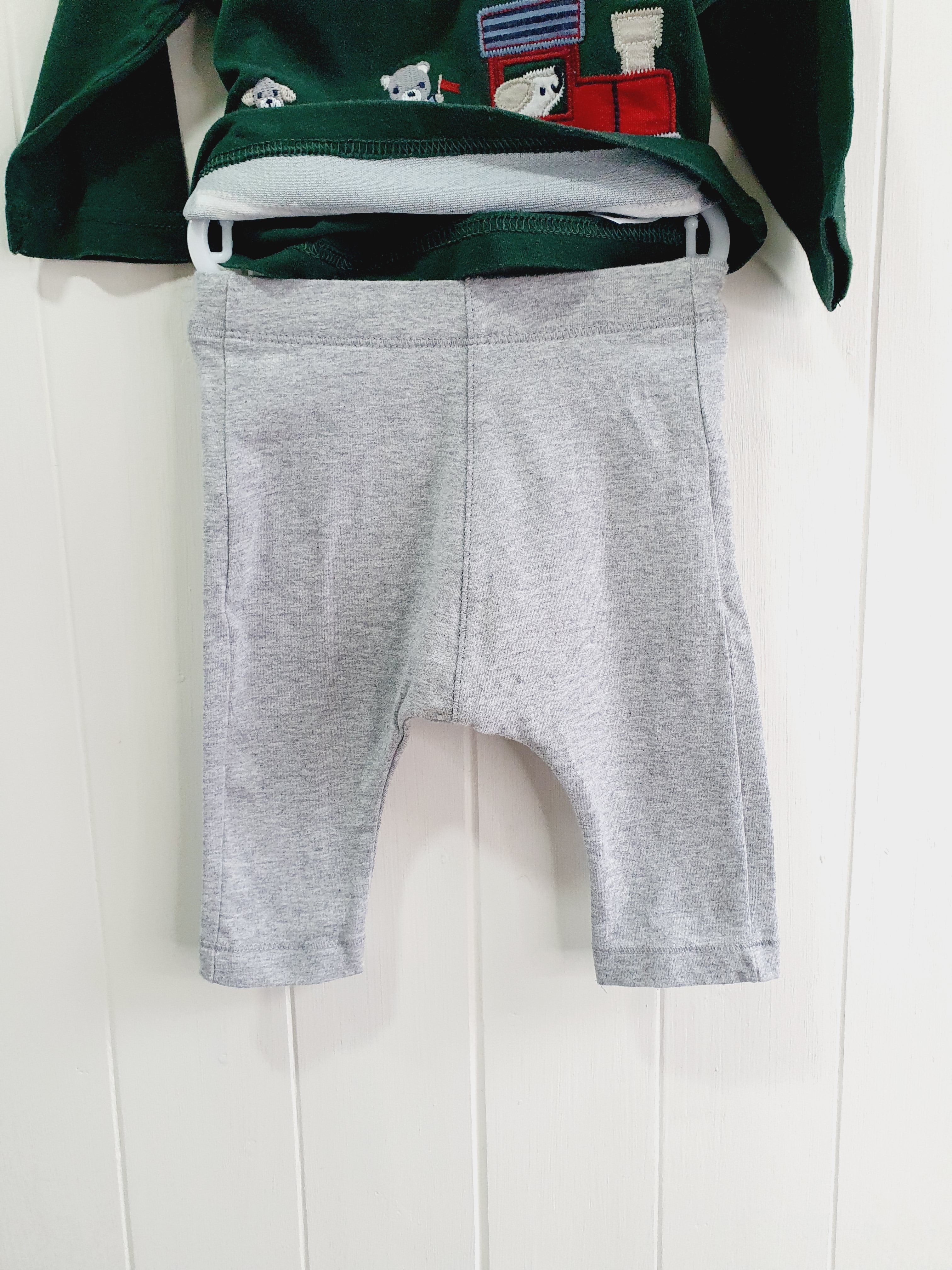 Nutmeg train applique leggings and long sleeve top set