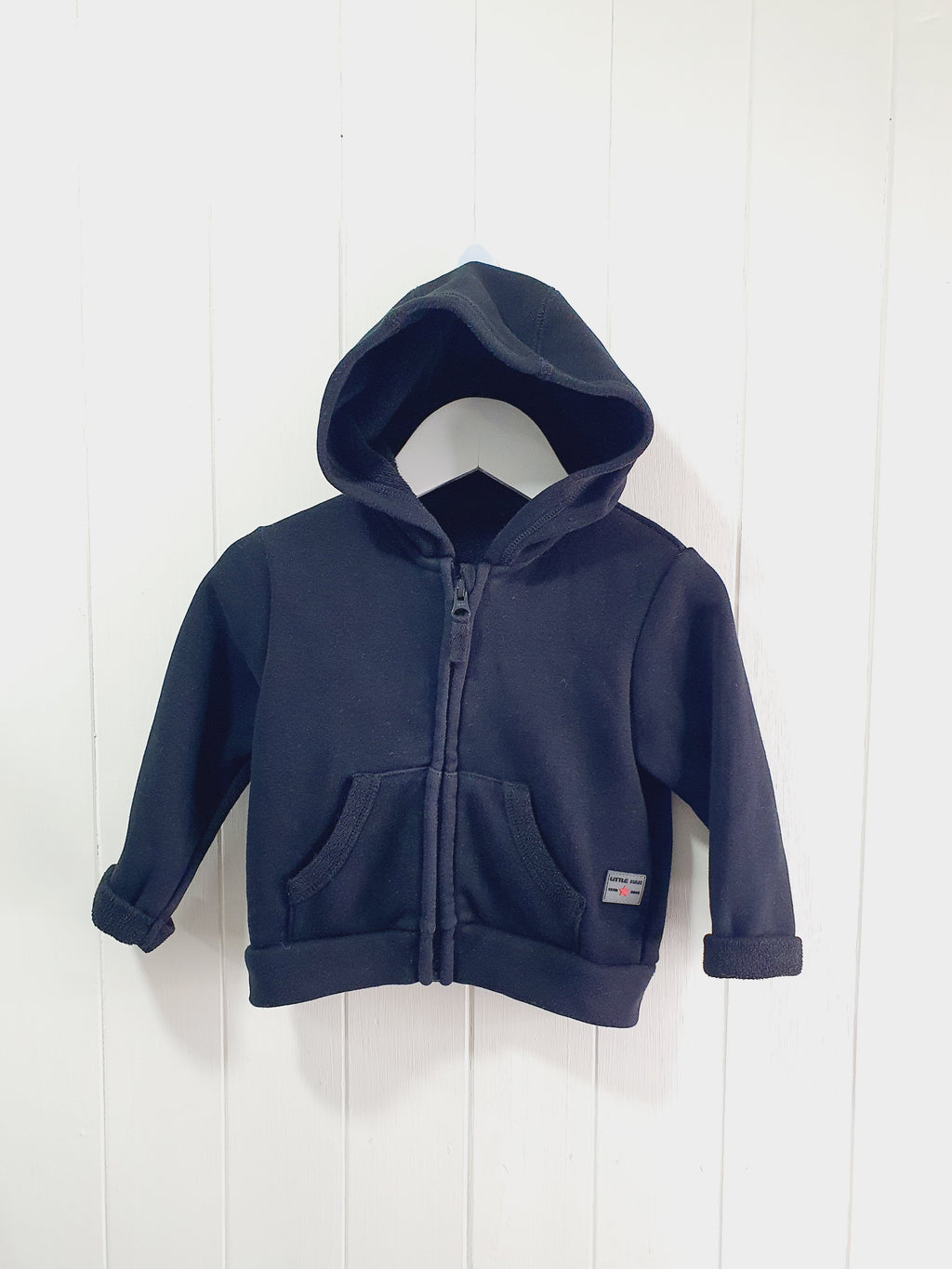 Nutmeg black zip up hooded jumper 9-12 months