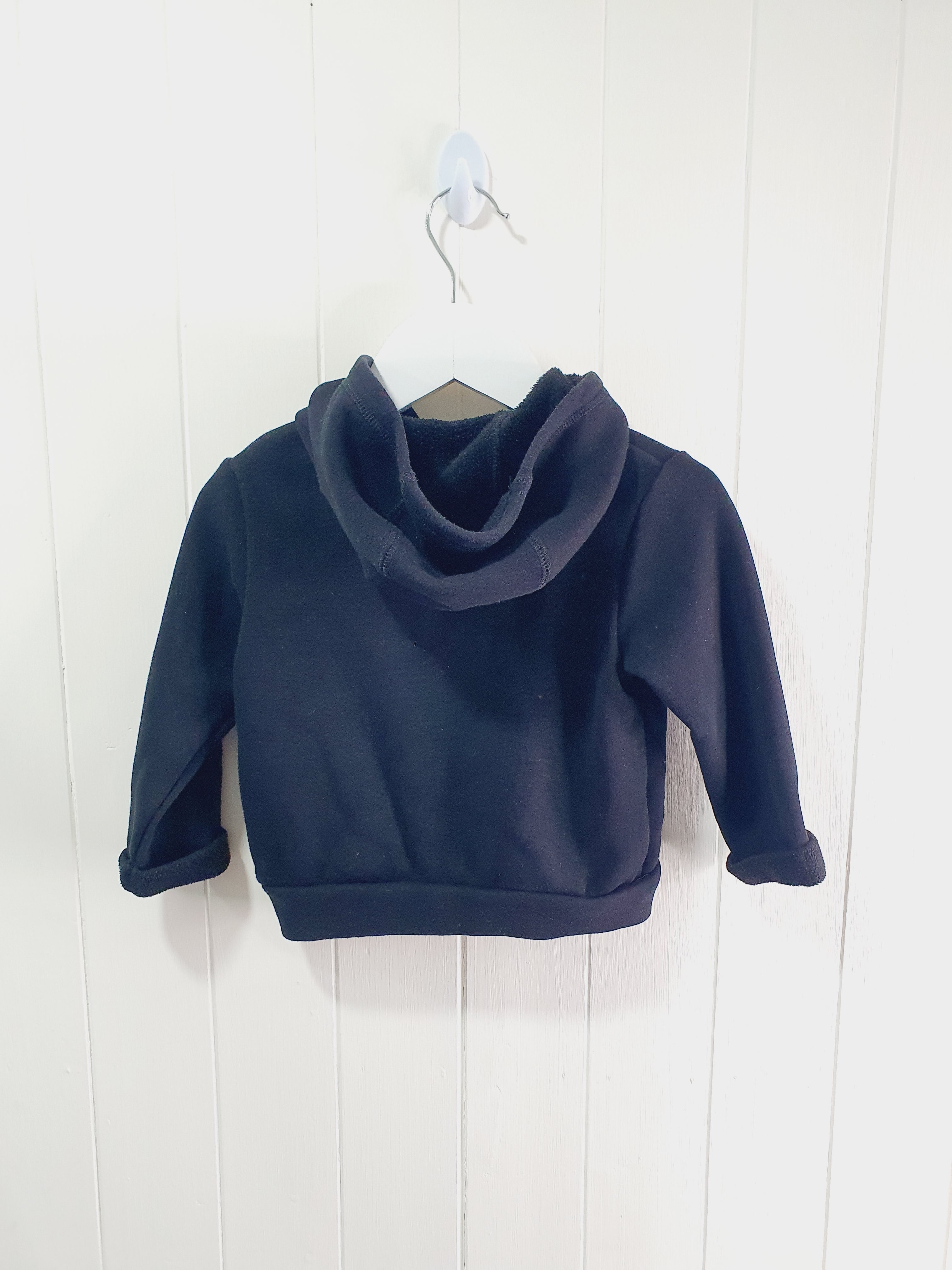 Nutmeg black zip up hooded jumper 9-12 months