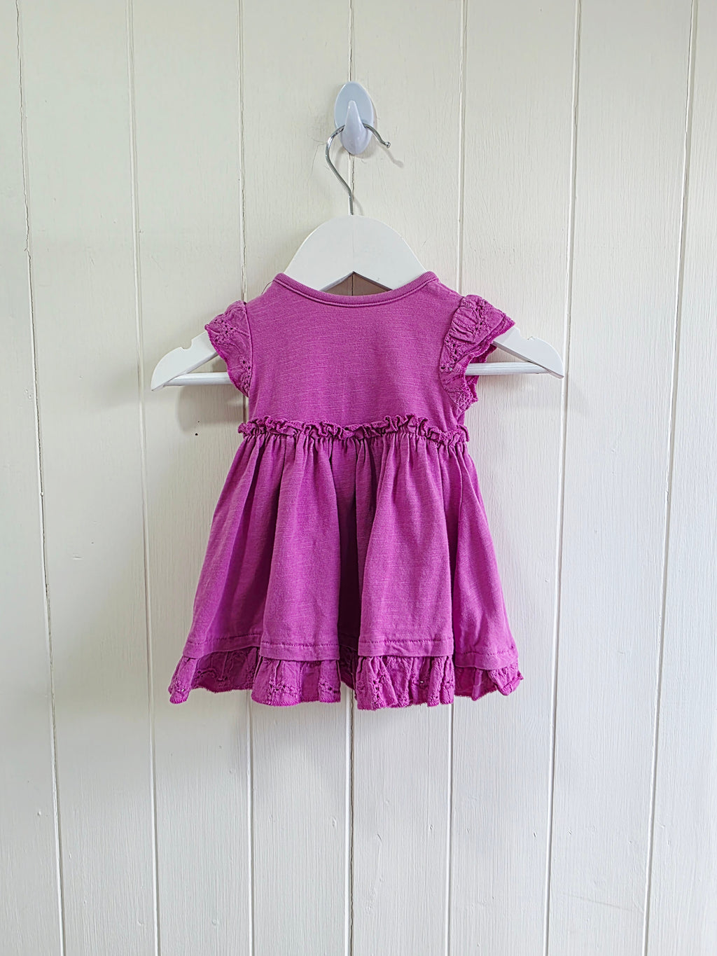 Nutmeg - Newborn girl pink sleeveless frill dress
