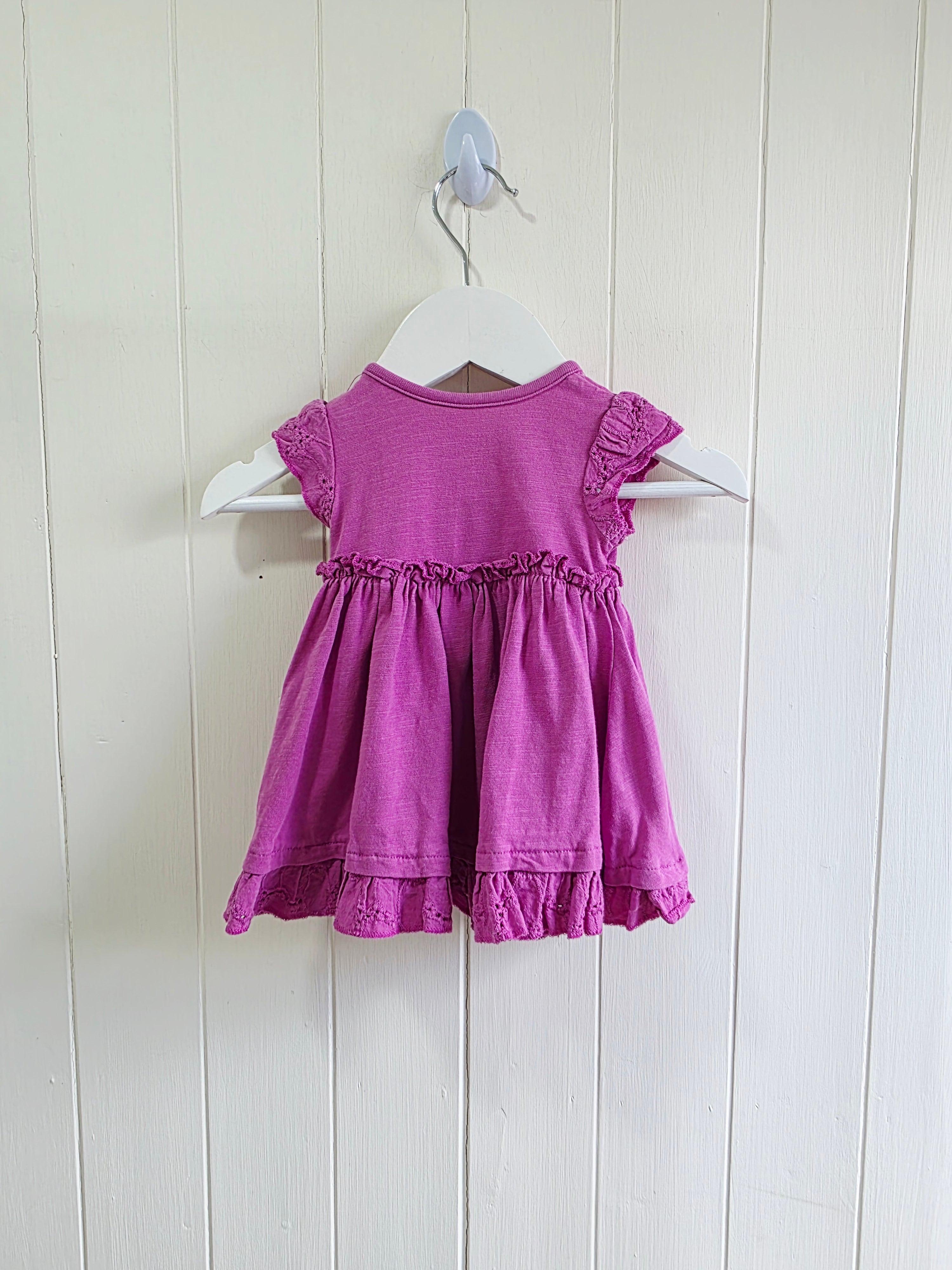 Nutmeg - Newborn girl pink sleeveless frill dress
