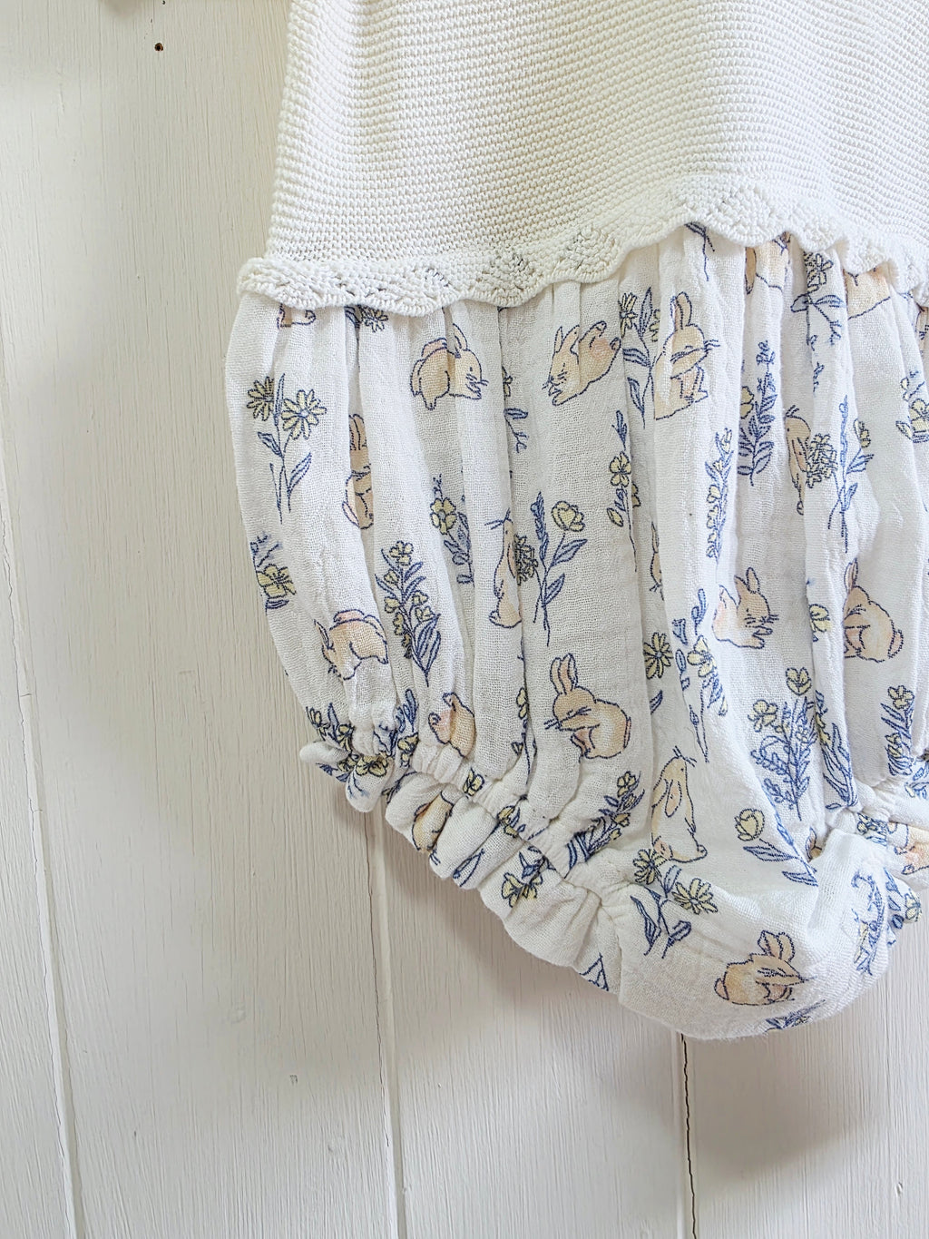 George at ASDA - First size knitted top bunny romper outfit with frill sleeves