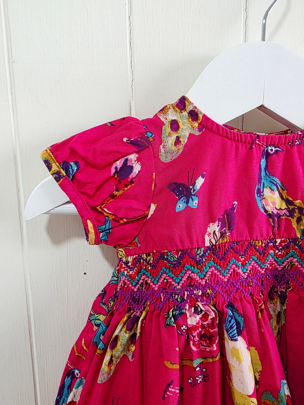 Next - up to 3 months vibrant peacock and floral print cap shoulder dress