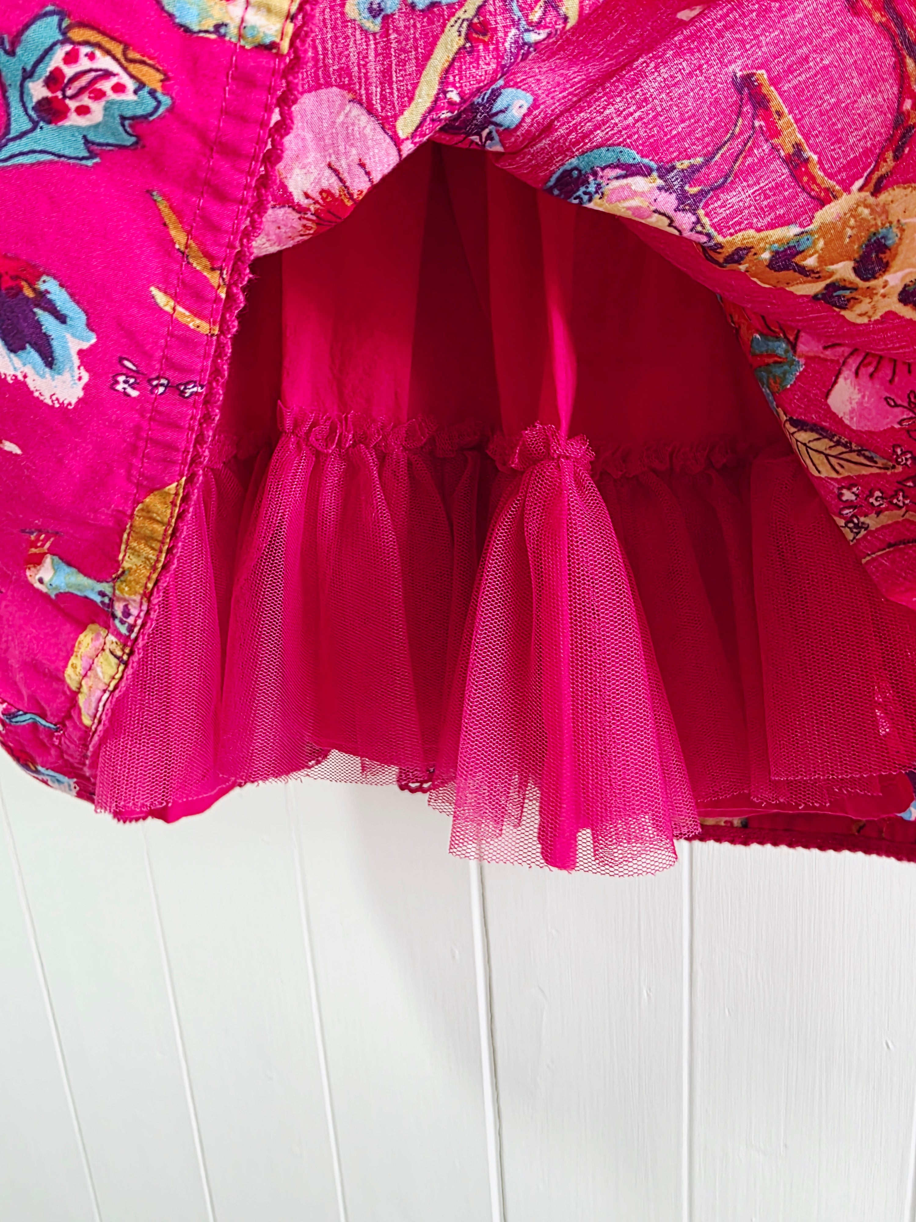 Next - up to 3 months vibrant peacock and floral print cap shoulder dress
