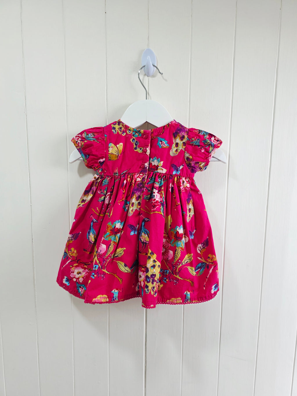 Next - up to 3 months vibrant peacock and floral print cap shoulder dress