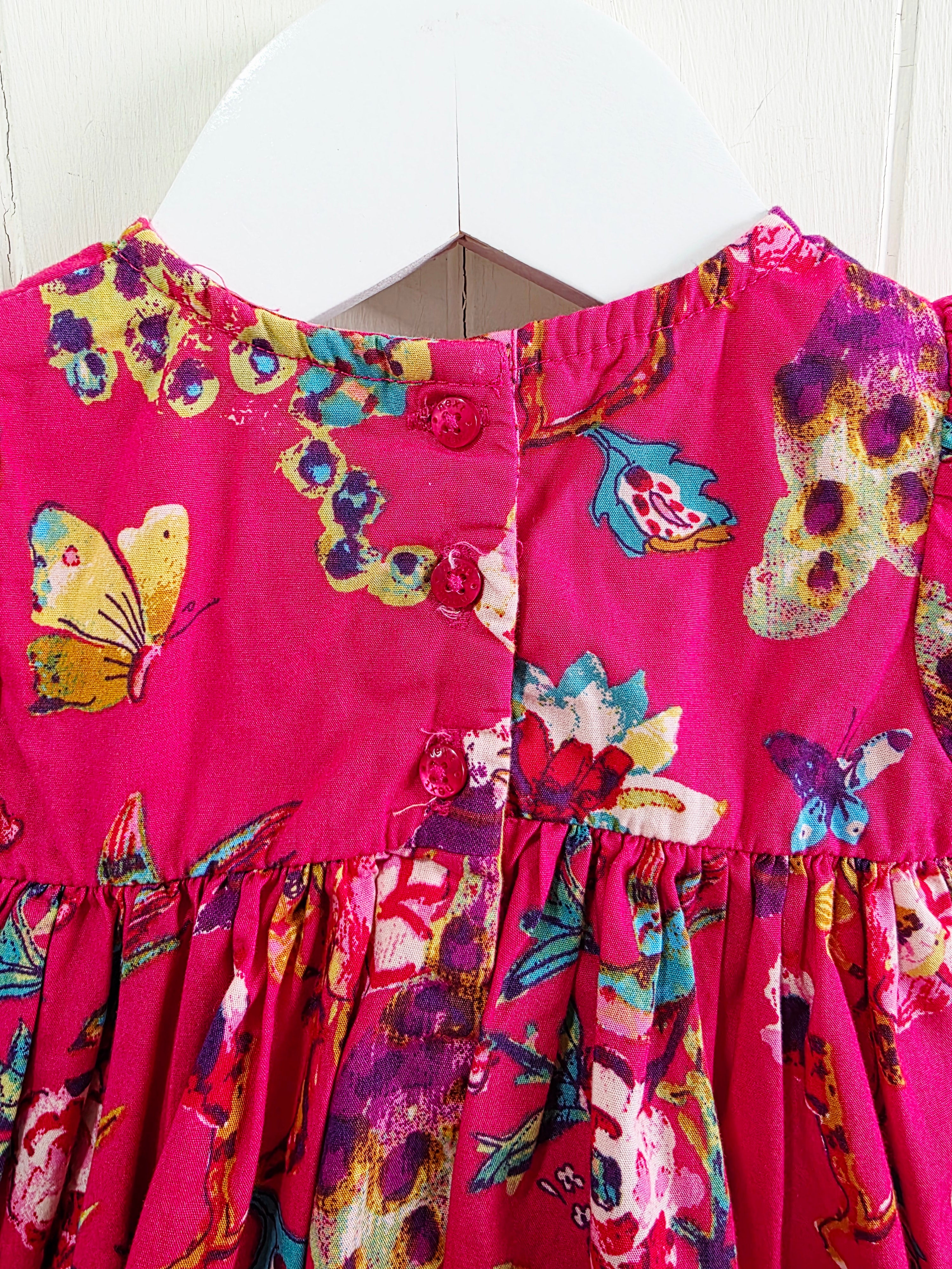 Next - up to 3 months vibrant peacock and floral print cap shoulder dress