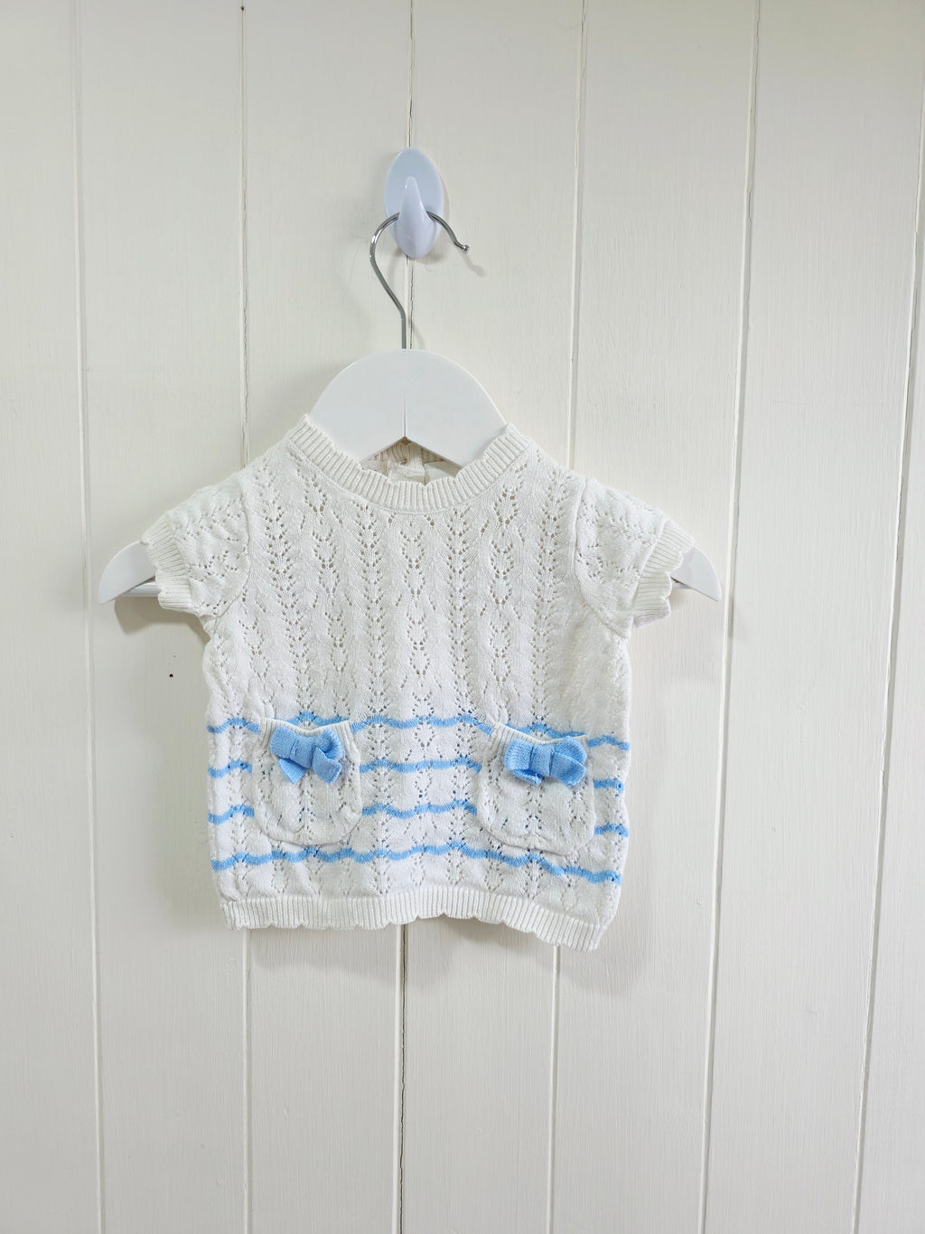 Next - up to 1 months girls off white knit short sleeve top