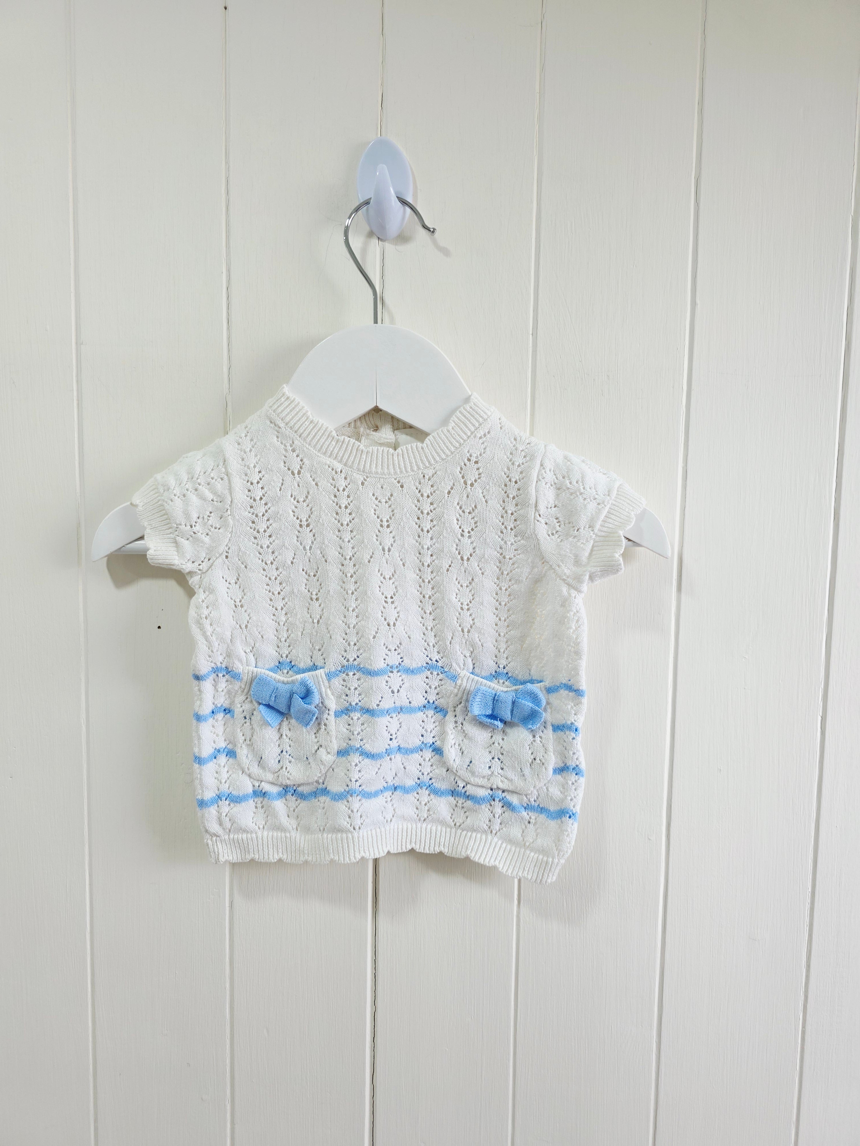 Next - up to 1 months girls off white knit short sleeve top