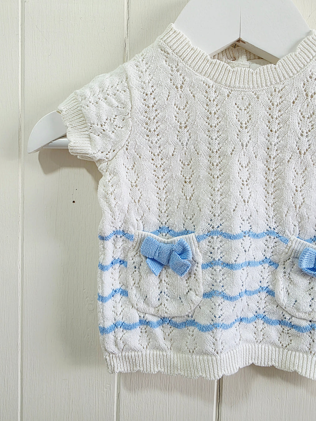 Next - up to 1 months girls off white knit short sleeve top