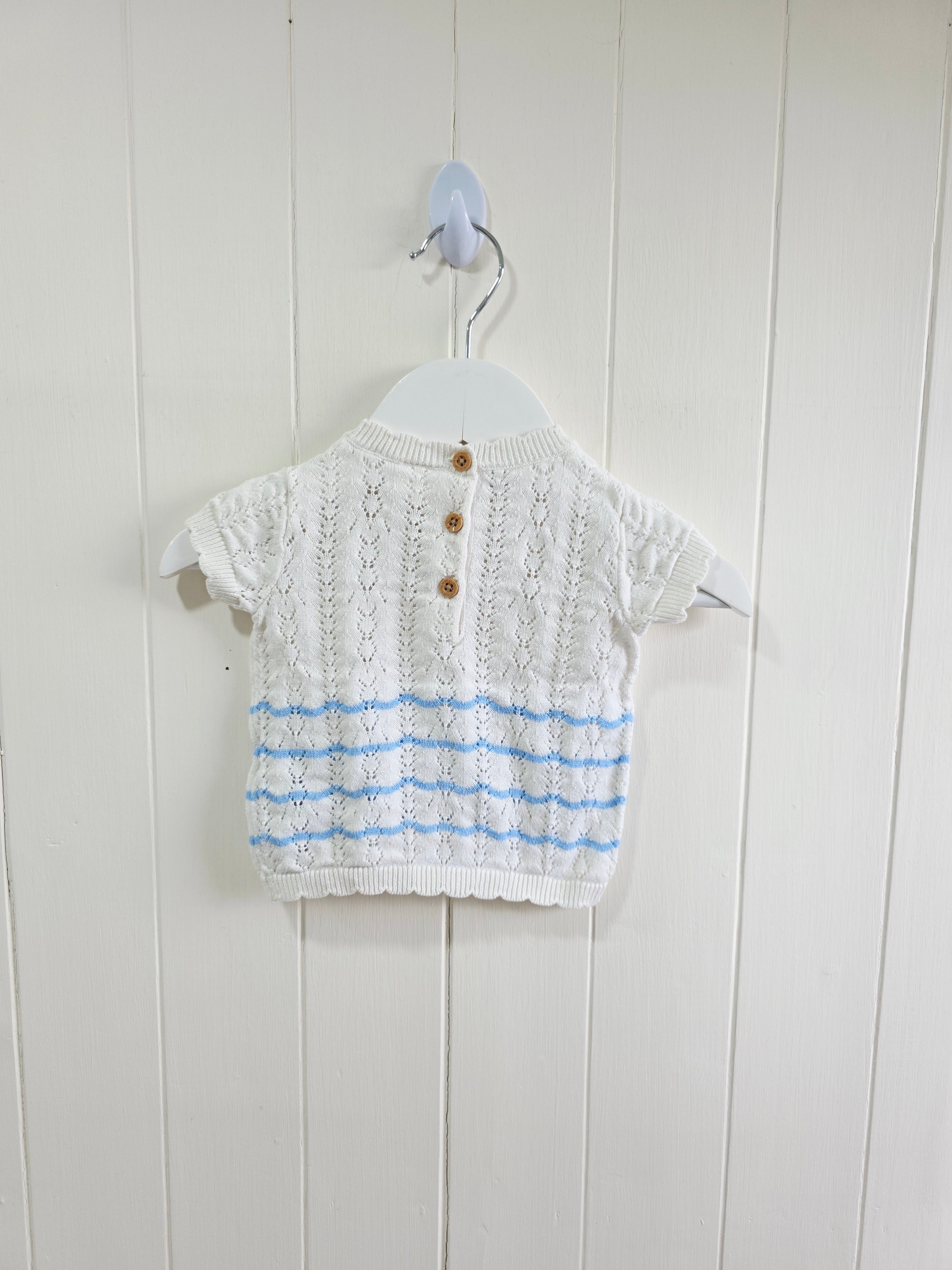 Next - up to 1 months girls off white knit short sleeve top