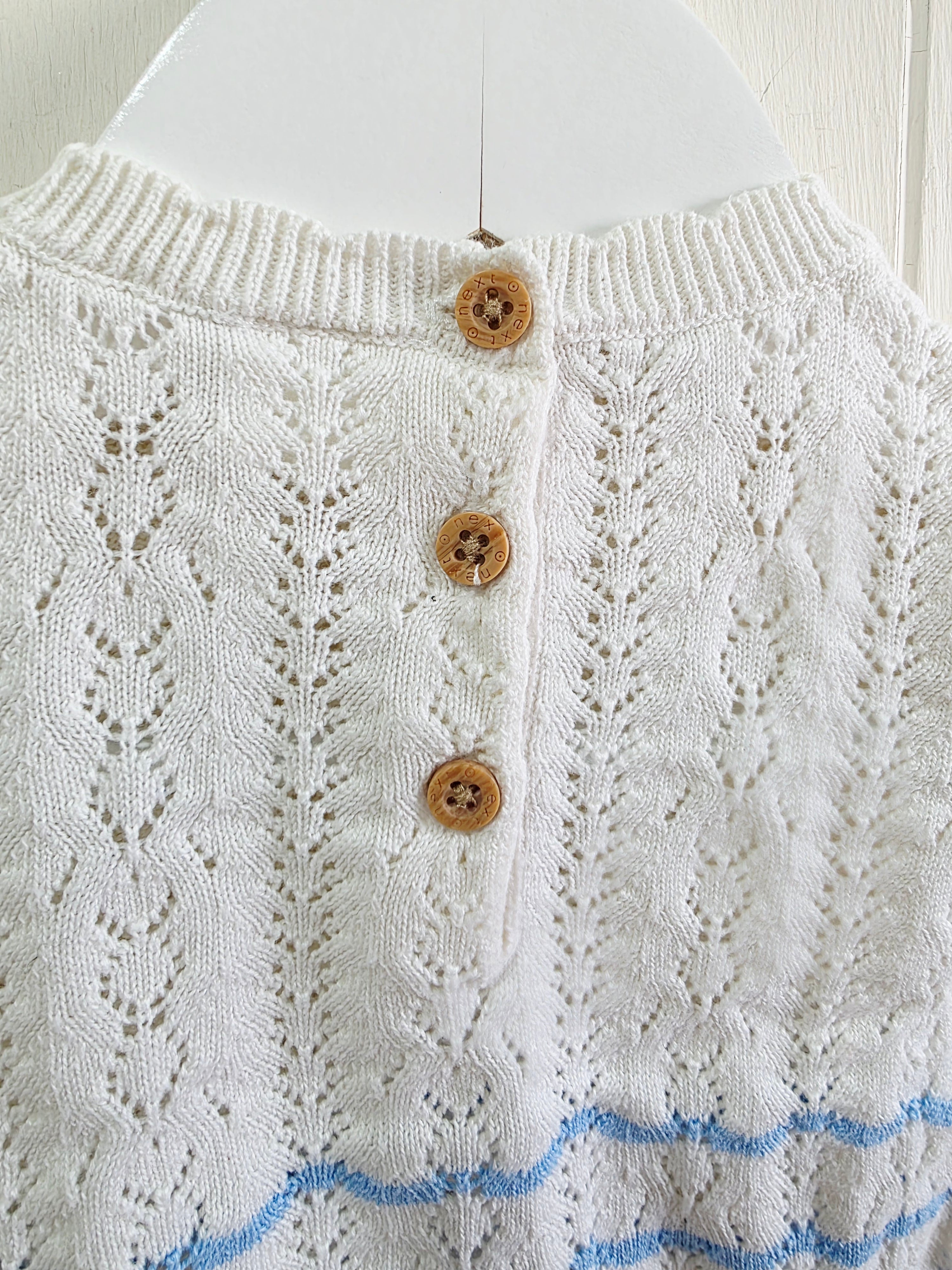 Next - up to 1 months girls off white knit short sleeve top