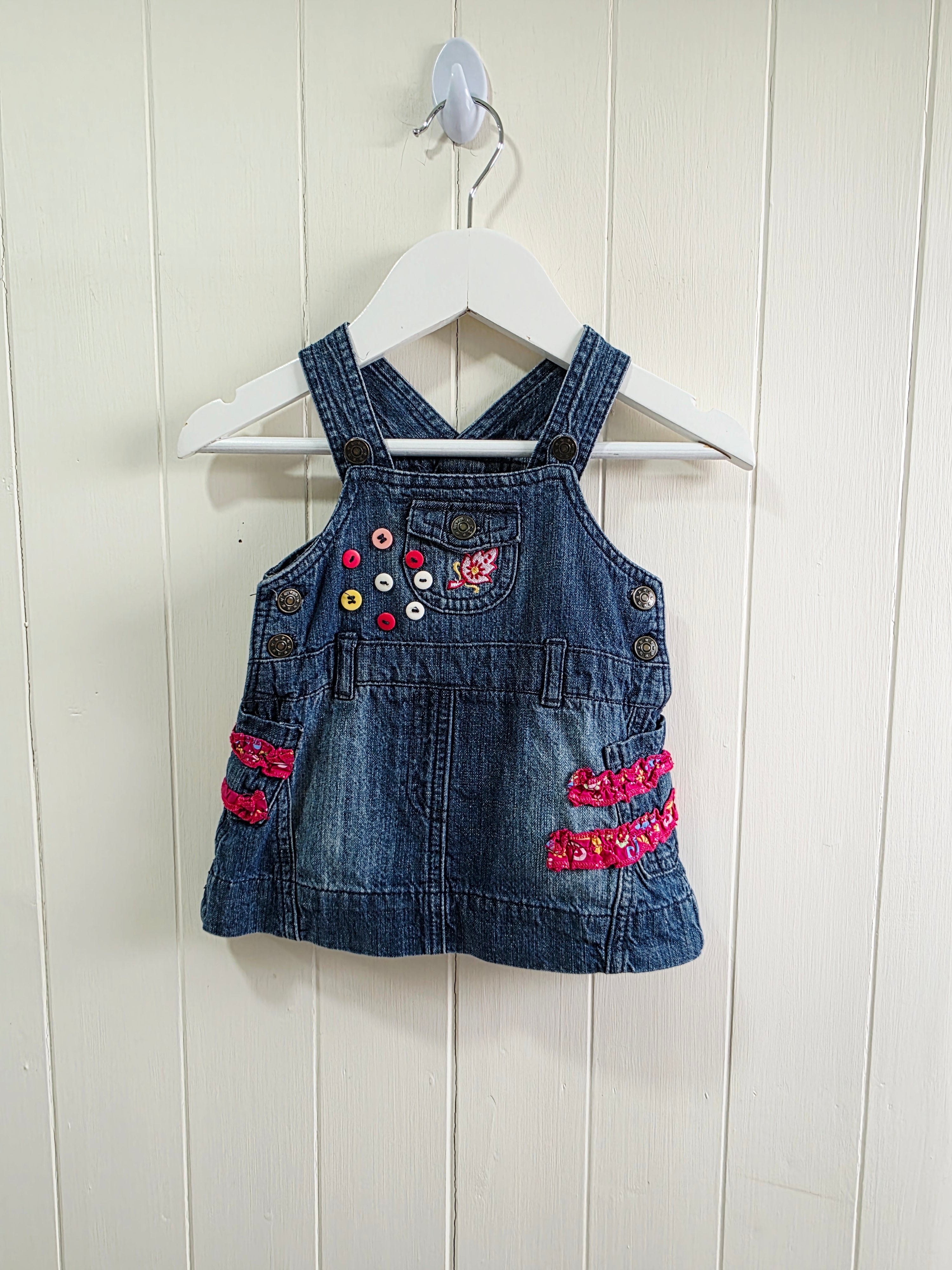 Adams - 0-3 months denim pinafore dress