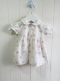 George - First size girls off white cap shoulder bunny print dress wit Peter Pan collar