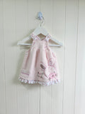Next - up to 1 month girls fleece pinafore dress with embroidered bunny