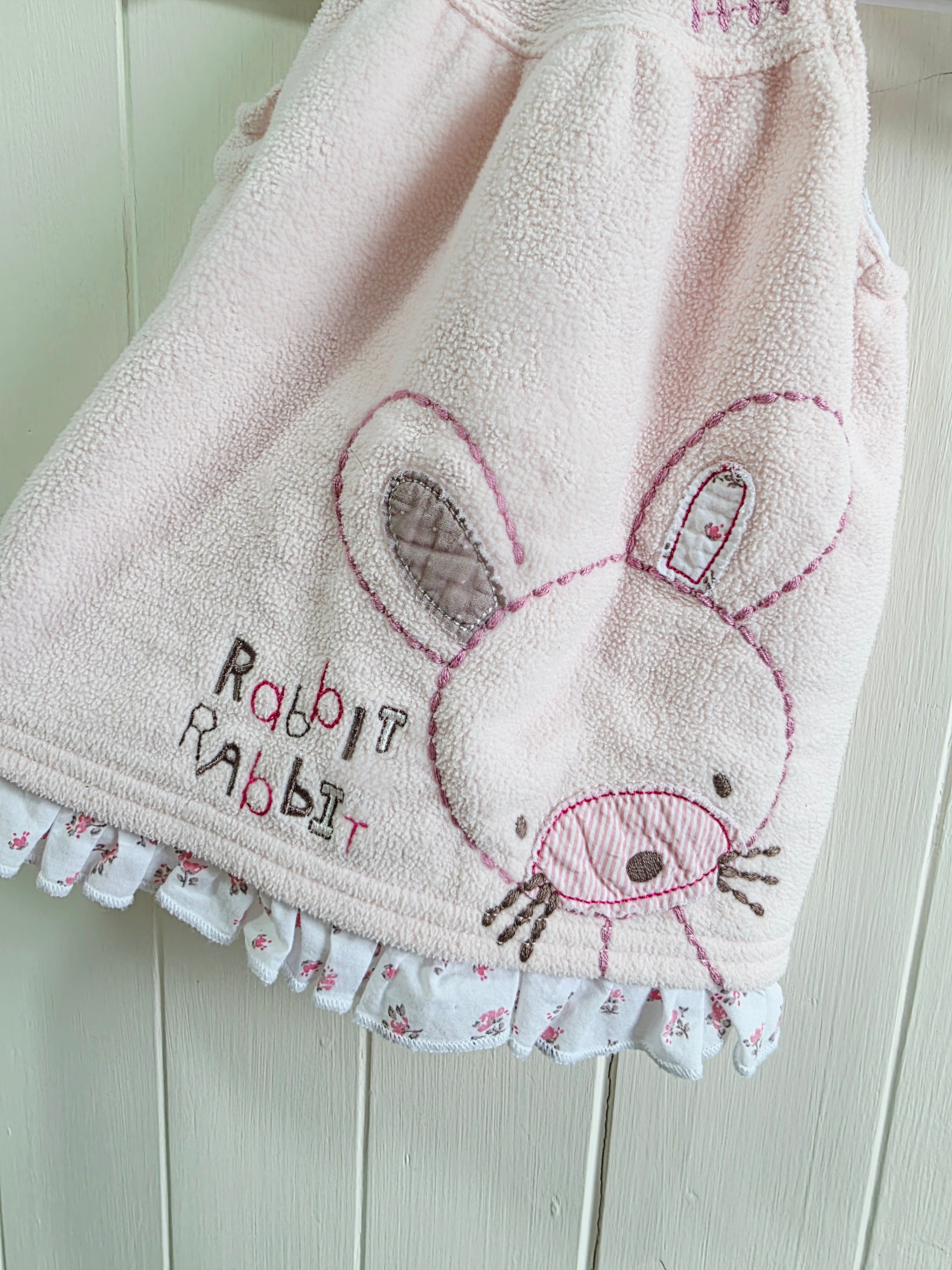 Next - up to 1 month girls fleece pinafore dress with embroidered bunny