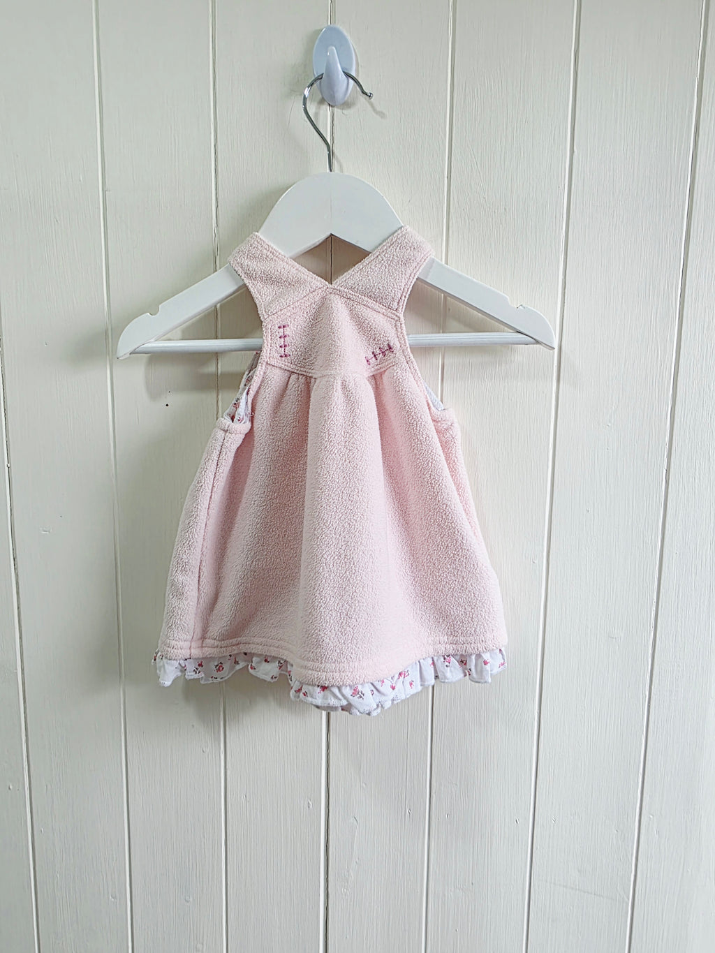 Next - up to 1 month girls fleece pinafore dress with embroidered bunny