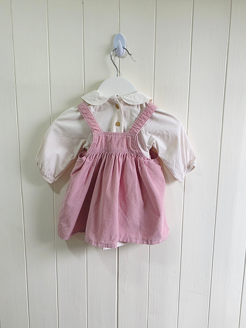 F&F - up to 3 months pink corduroy dress and bodysuit set