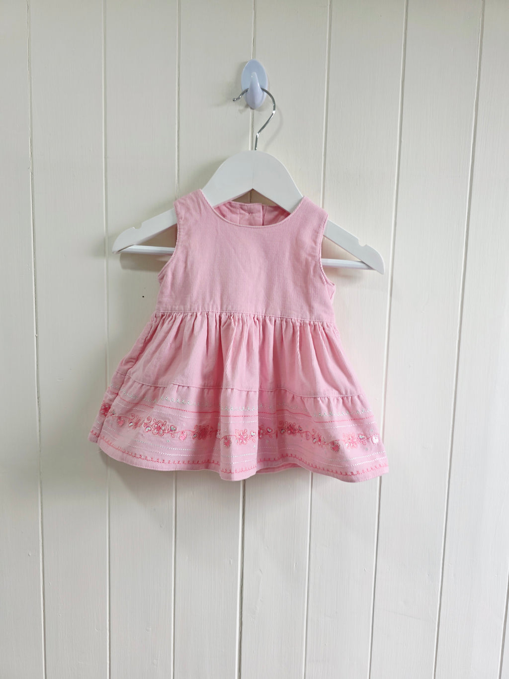 Mothercare - new baby girls pink flower embroidered sleeveless dress