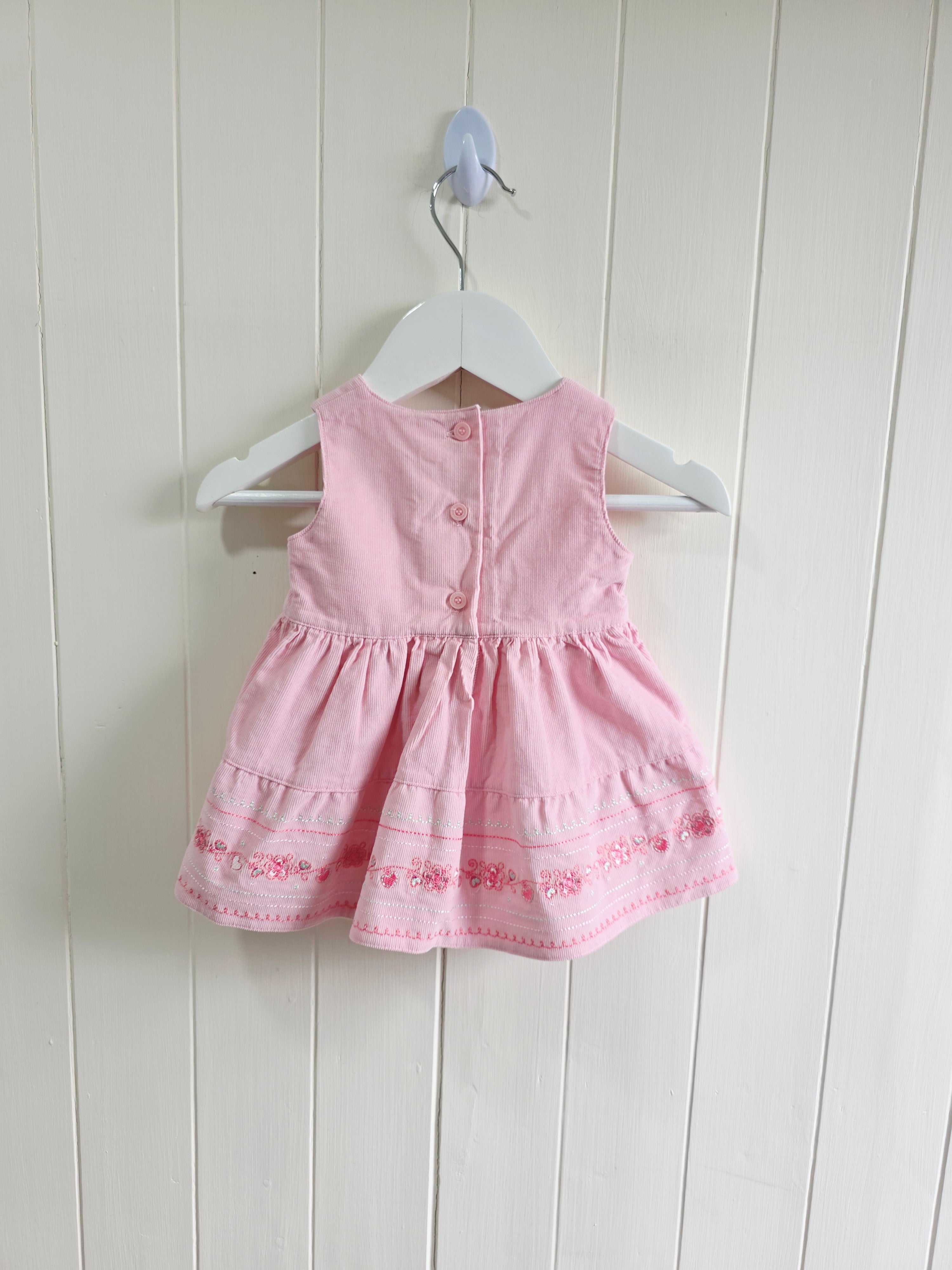 Mothercare - new baby girls pink flower embroidered sleeveless dress