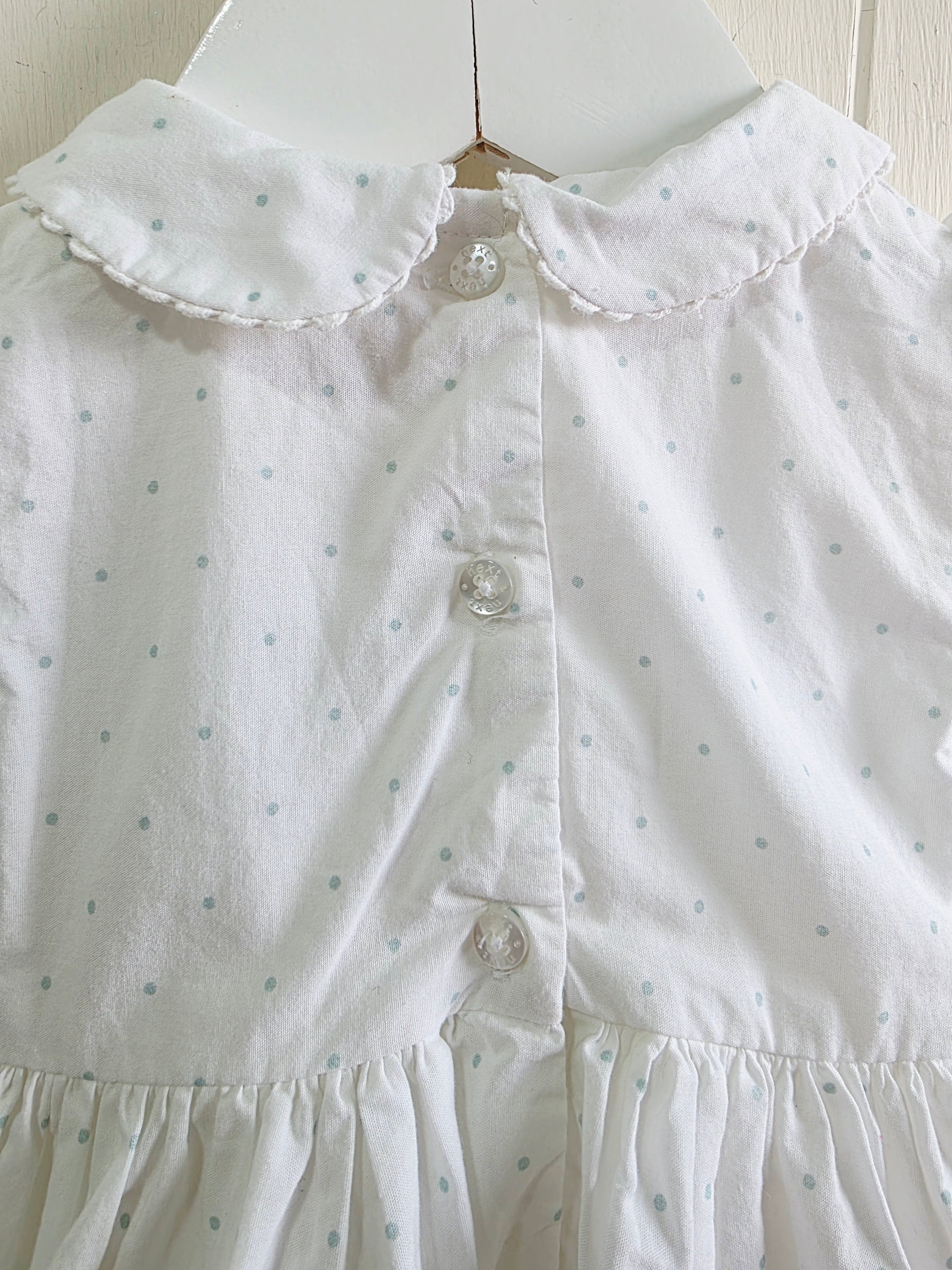 Next - girls white dress featuring a polka dot pattern and a garden scene print up to 3 months