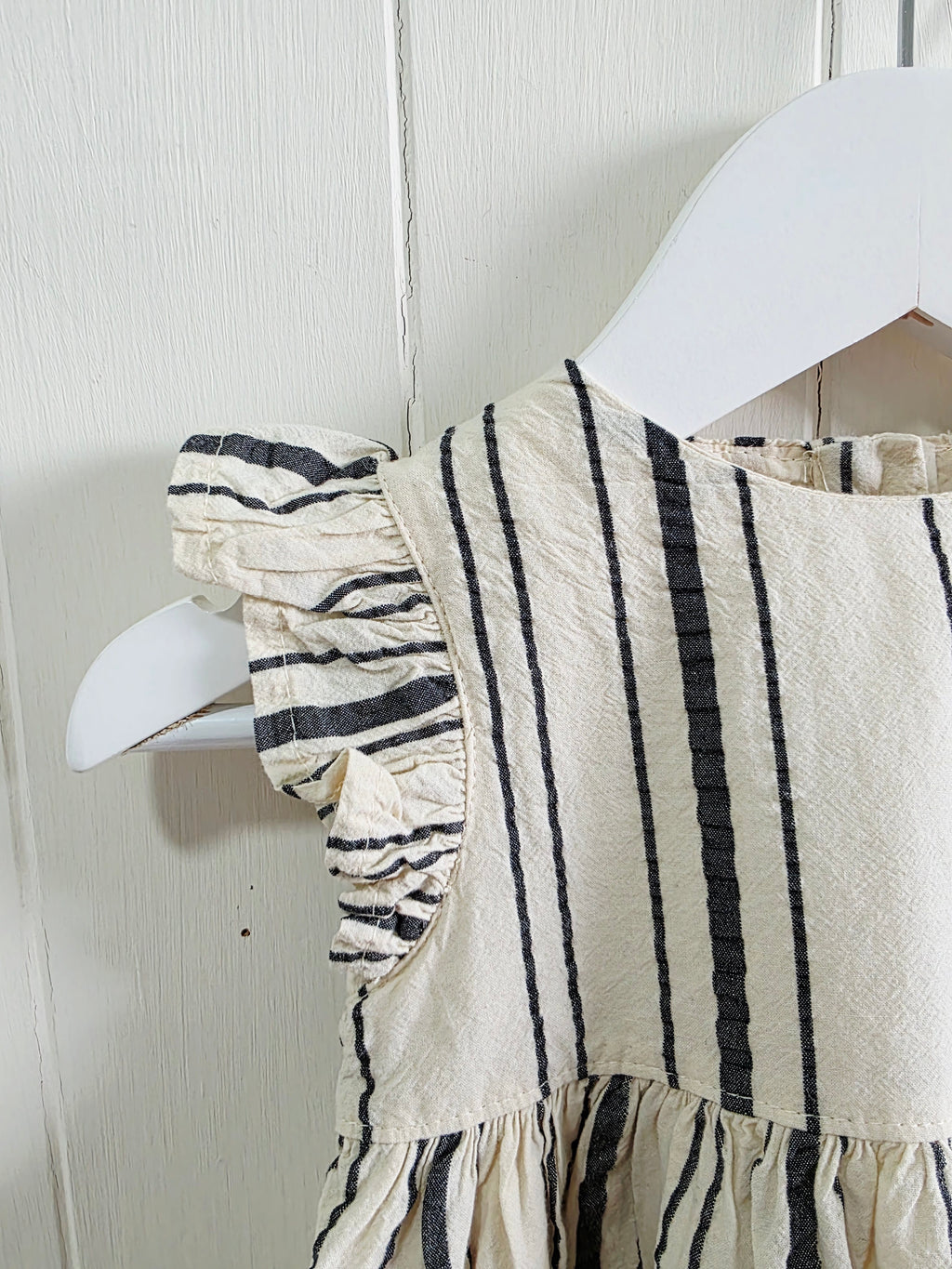 F&F - up to 3 months beige and black vertical stripes summer dress