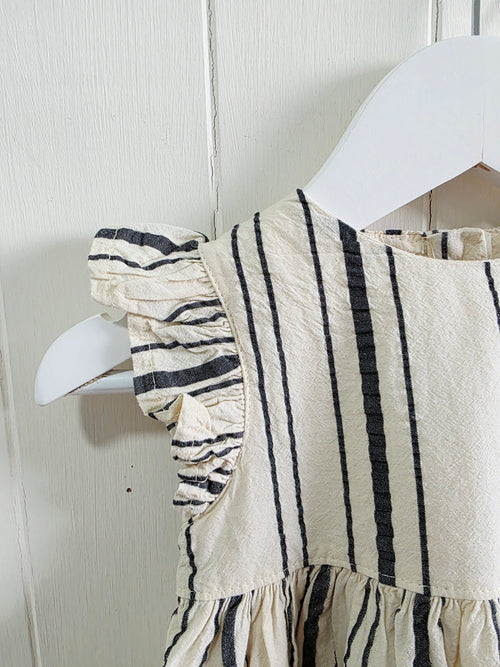 F&F - up to 3 months beige and black vertical stripes summer dress