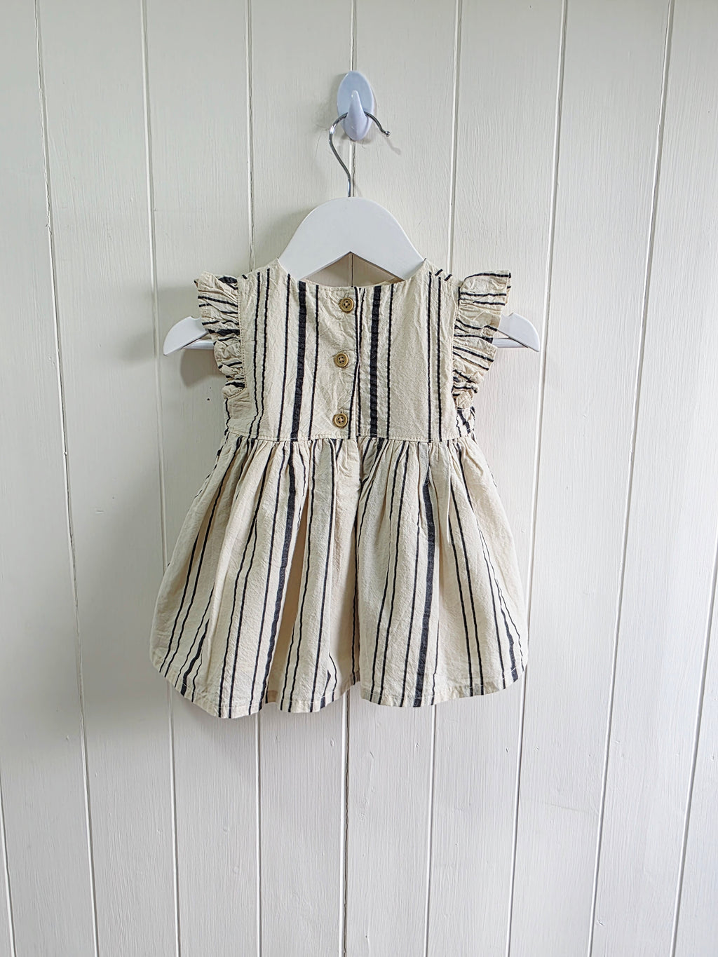 F&F - up to 3 months beige and black vertical stripes summer dress