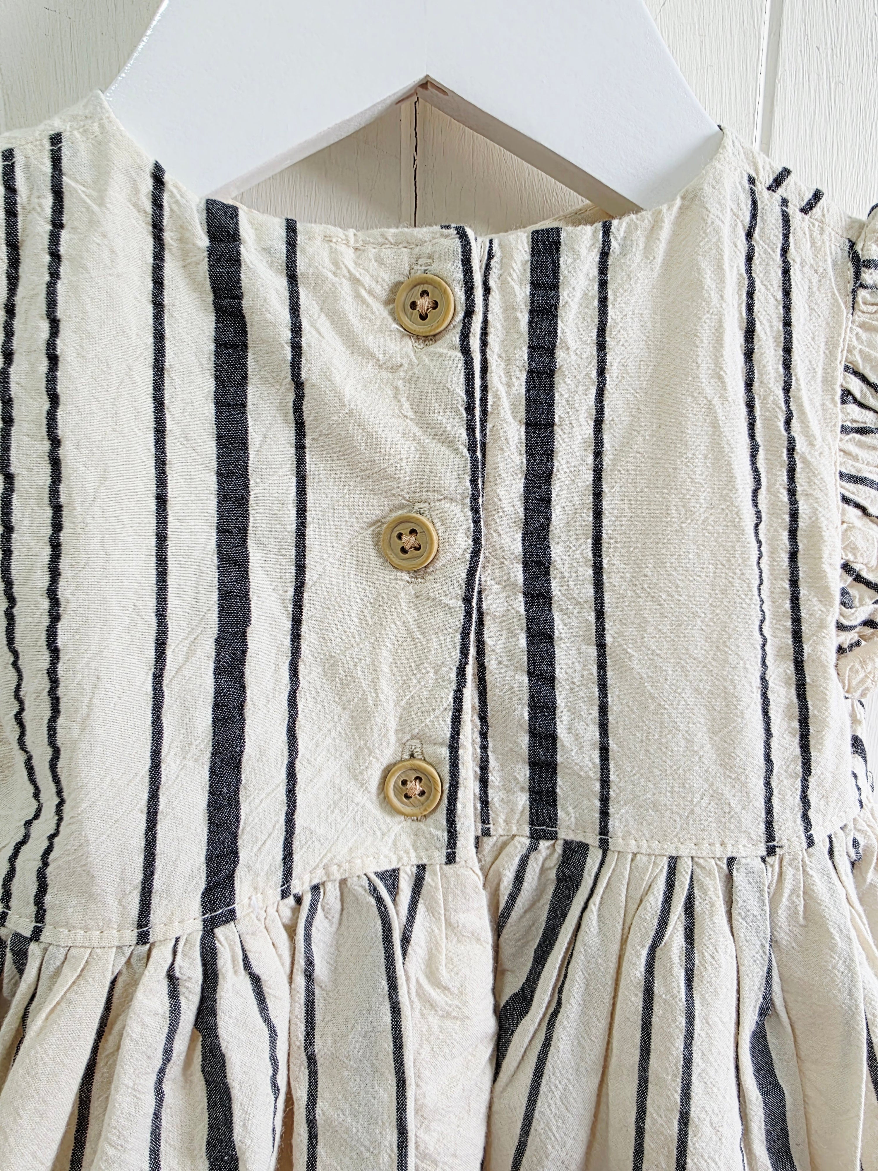 F&F - up to 3 months beige and black vertical stripes summer dress