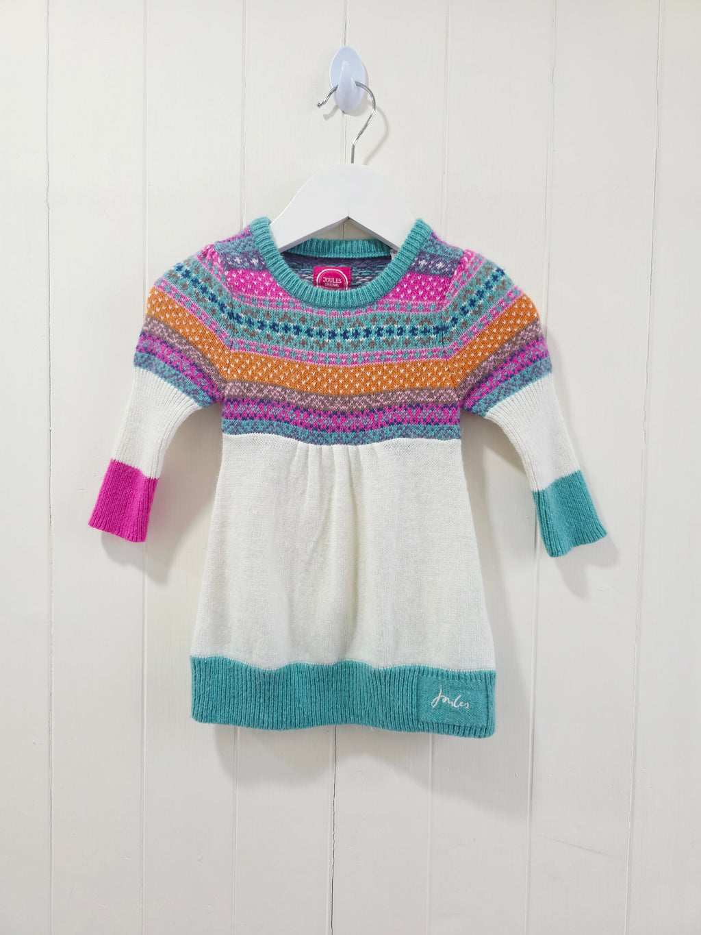 Joules - girls Fair Isle patterned knit dress 0-3 months