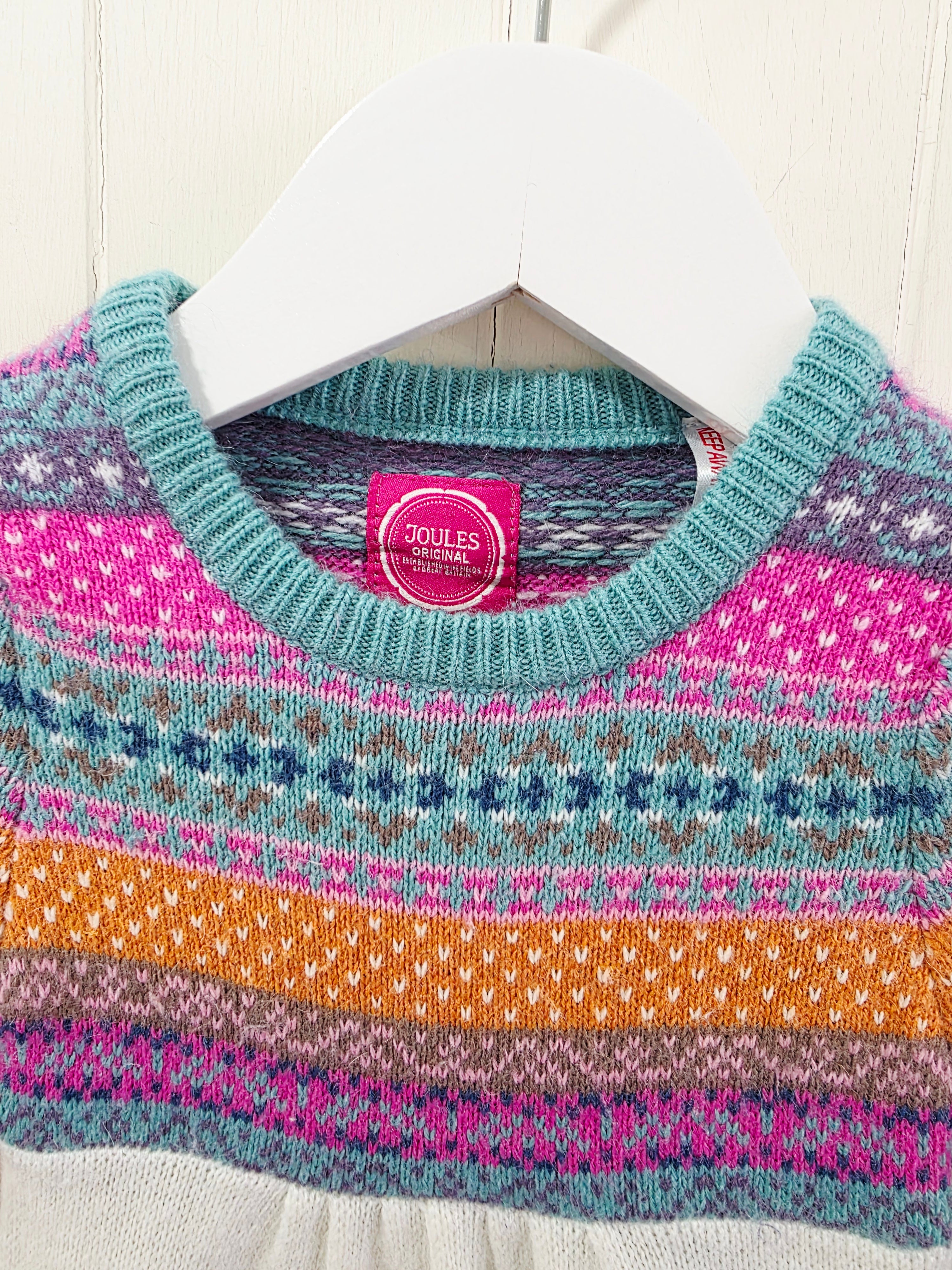 Joules - girls Fair Isle patterned knit dress 0-3 months
