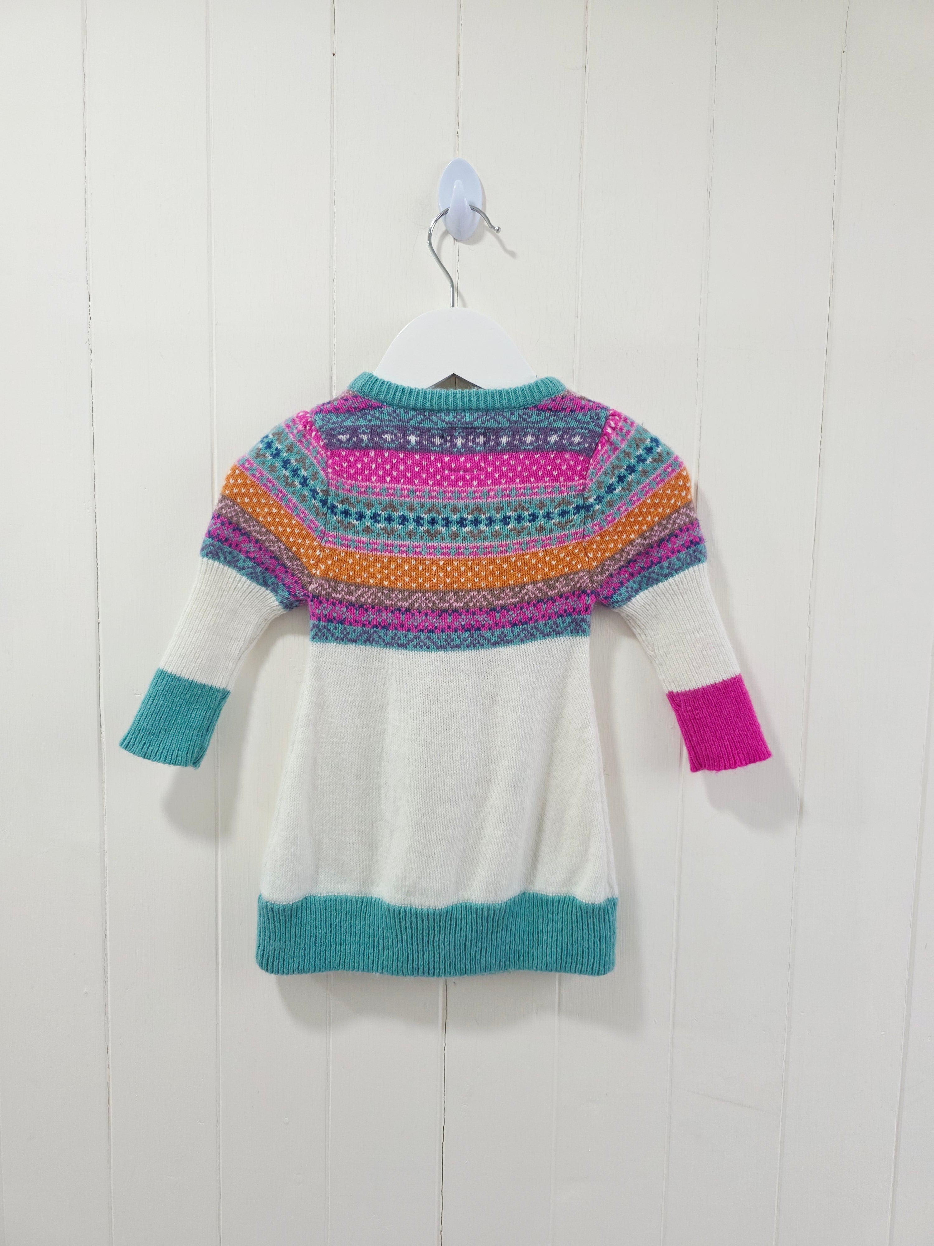 Joules - girls Fair Isle patterned knit dress 0-3 months