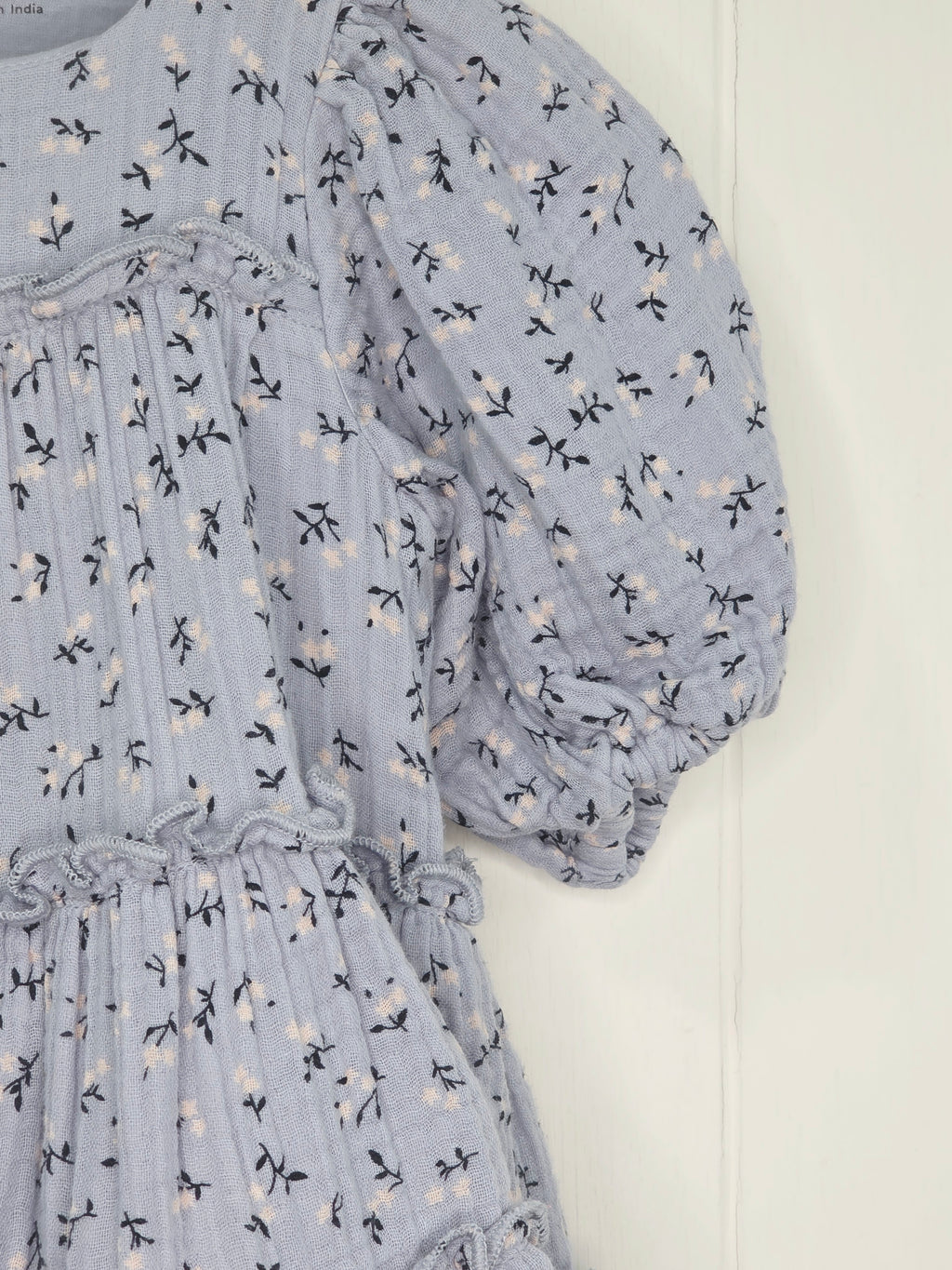 M&S - 0-3 months pure cotton ditsy floral tiered dress in a light blue