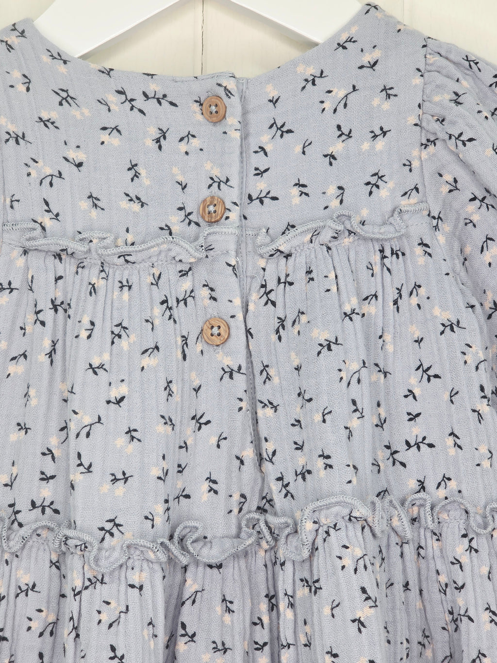 M&S - 0-3 months pure cotton ditsy floral tiered dress in a light blue