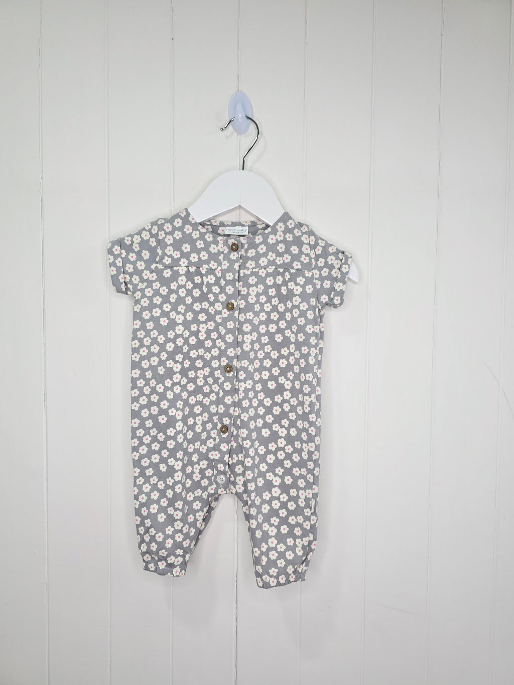 Next - up to 3 months girls romper featuring a grey floral print