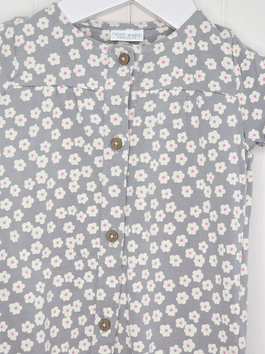 Next - up to 3 months girls romper featuring a grey floral print