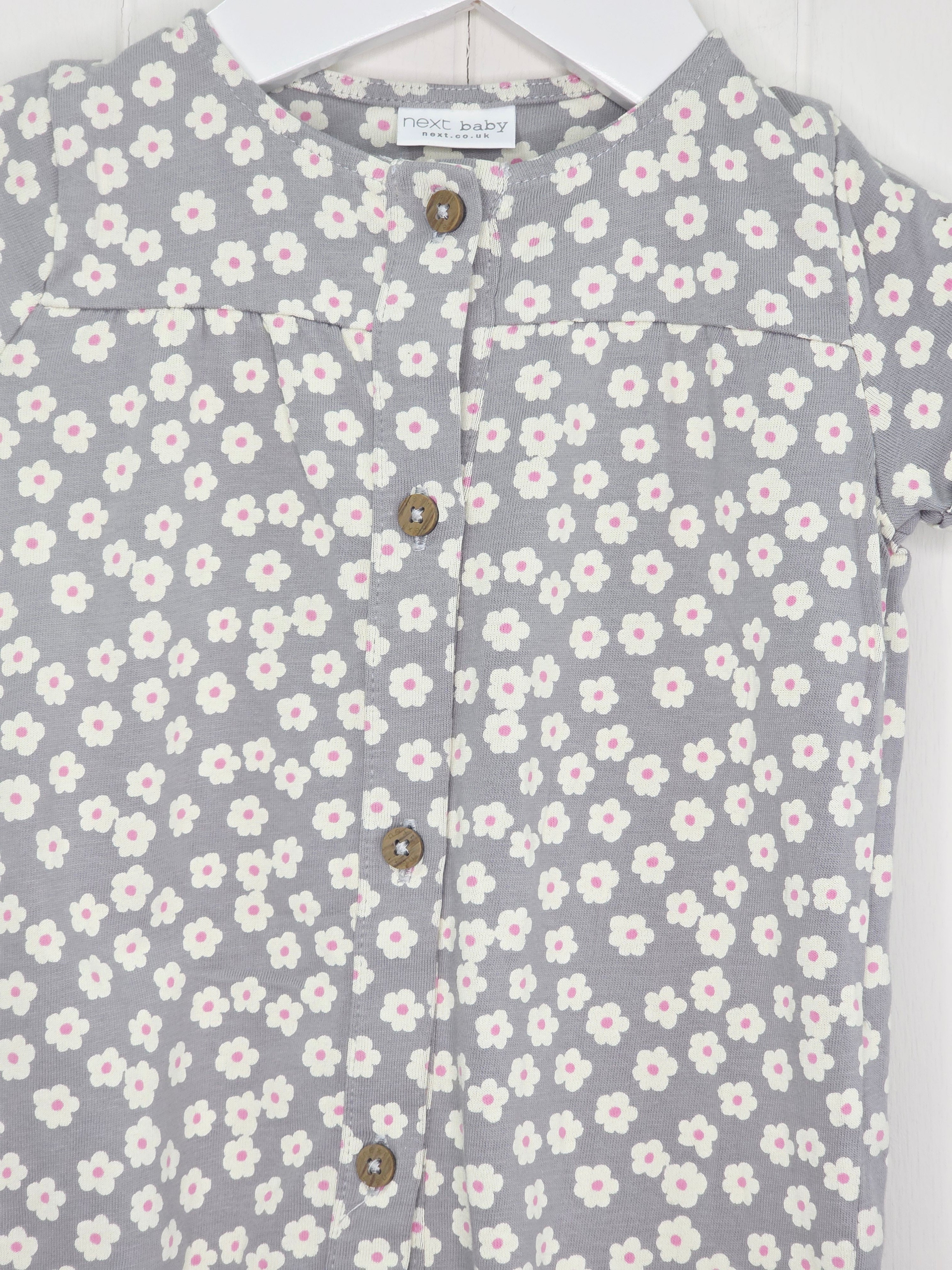 Next - up to 3 months girls romper featuring a grey floral print