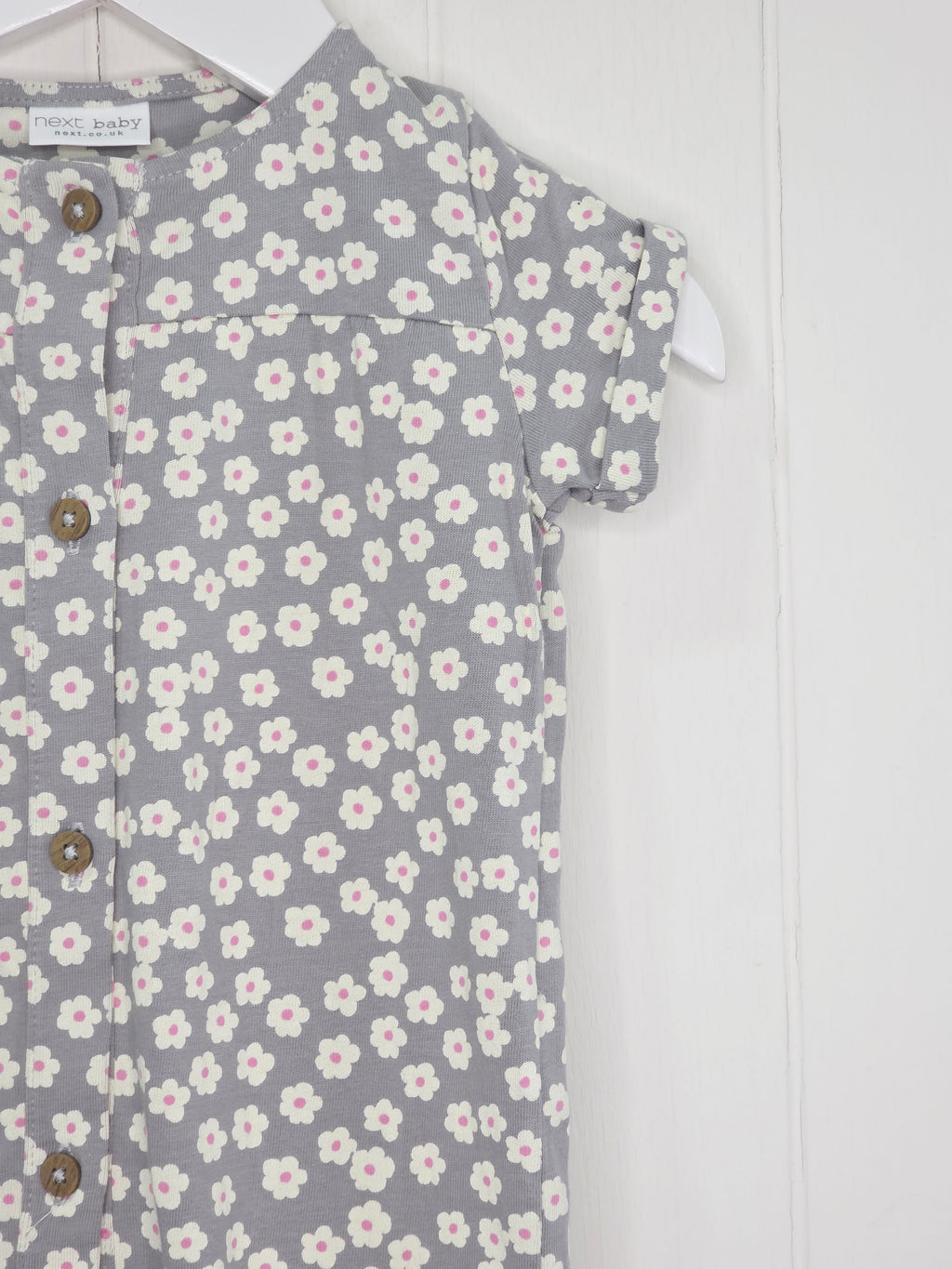 Next - up to 3 months girls romper featuring a grey floral print