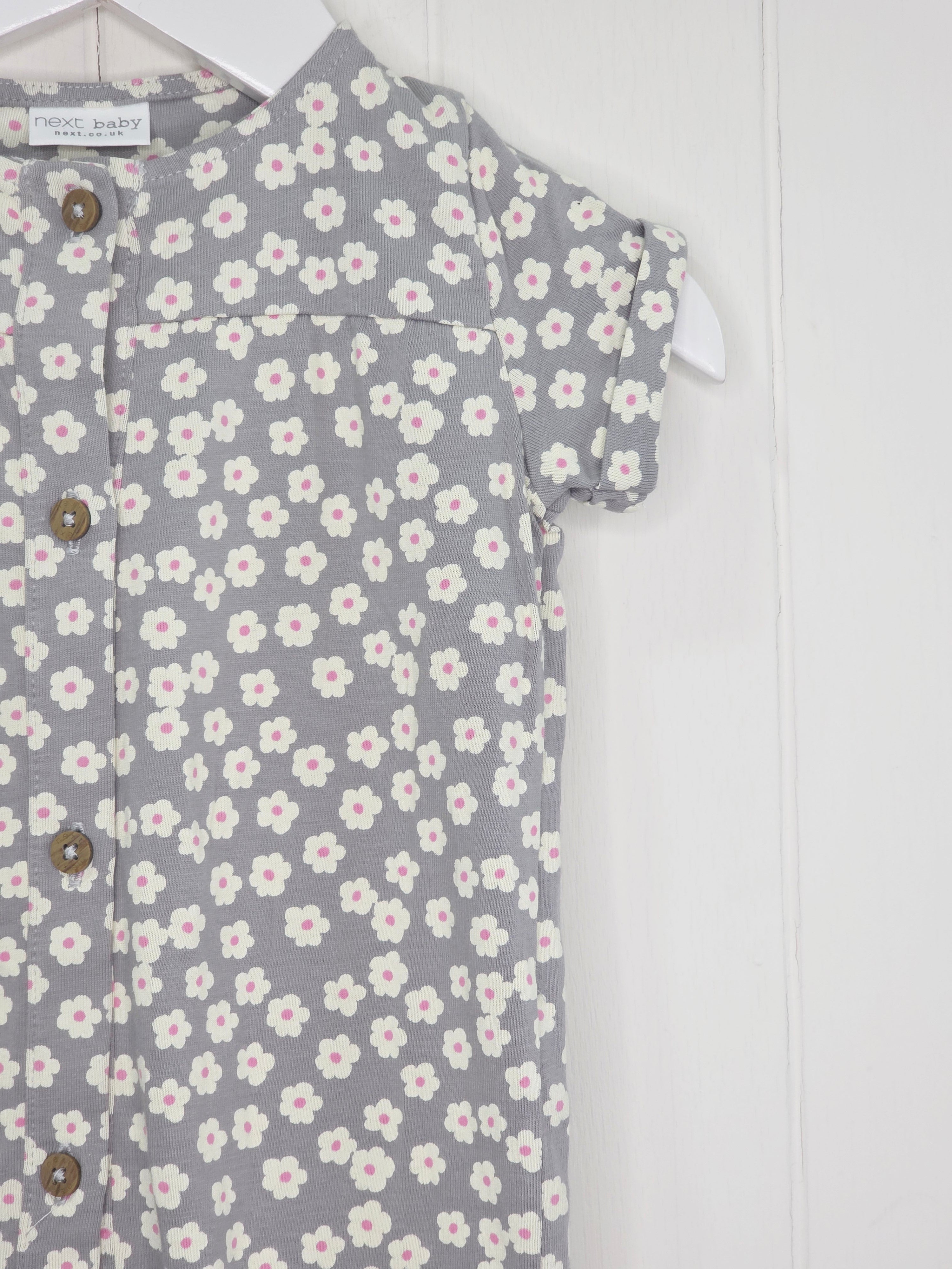 Next - up to 3 months girls romper featuring a grey floral print