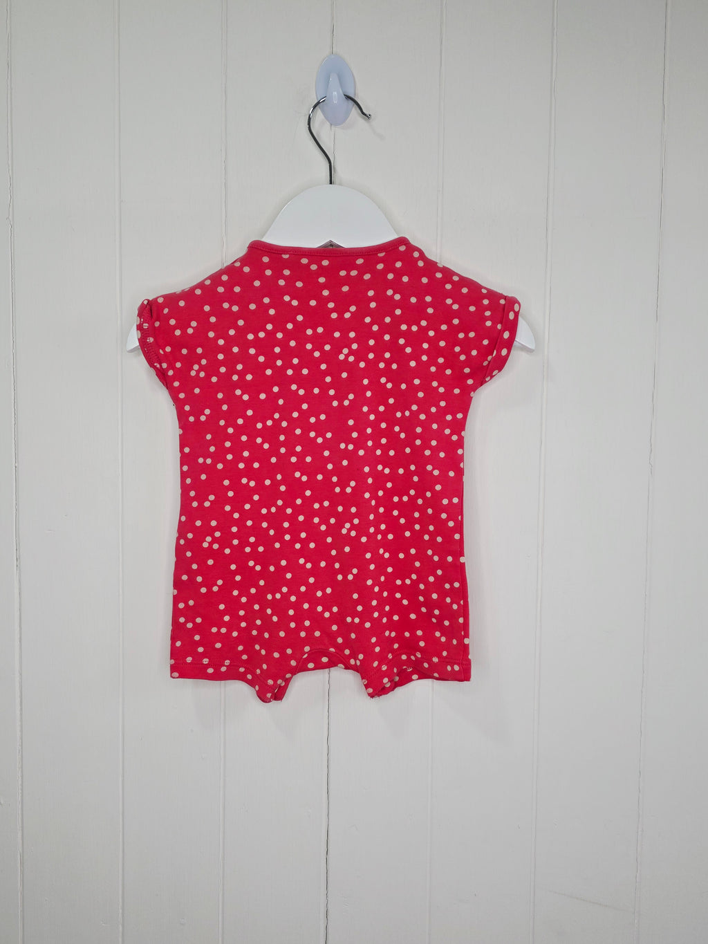 Next - up to 3 months red polka dot girls romper featuring a watermelon appliqué pocket