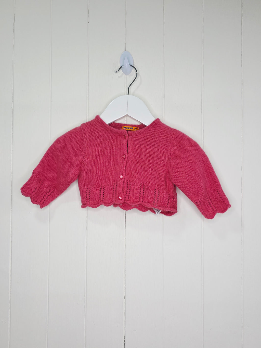 Mayoral - 3 months pink cropped knitted bolero cardigan
