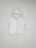 George - 0-3 months white and pink polka dot hooded jacket with flower detail